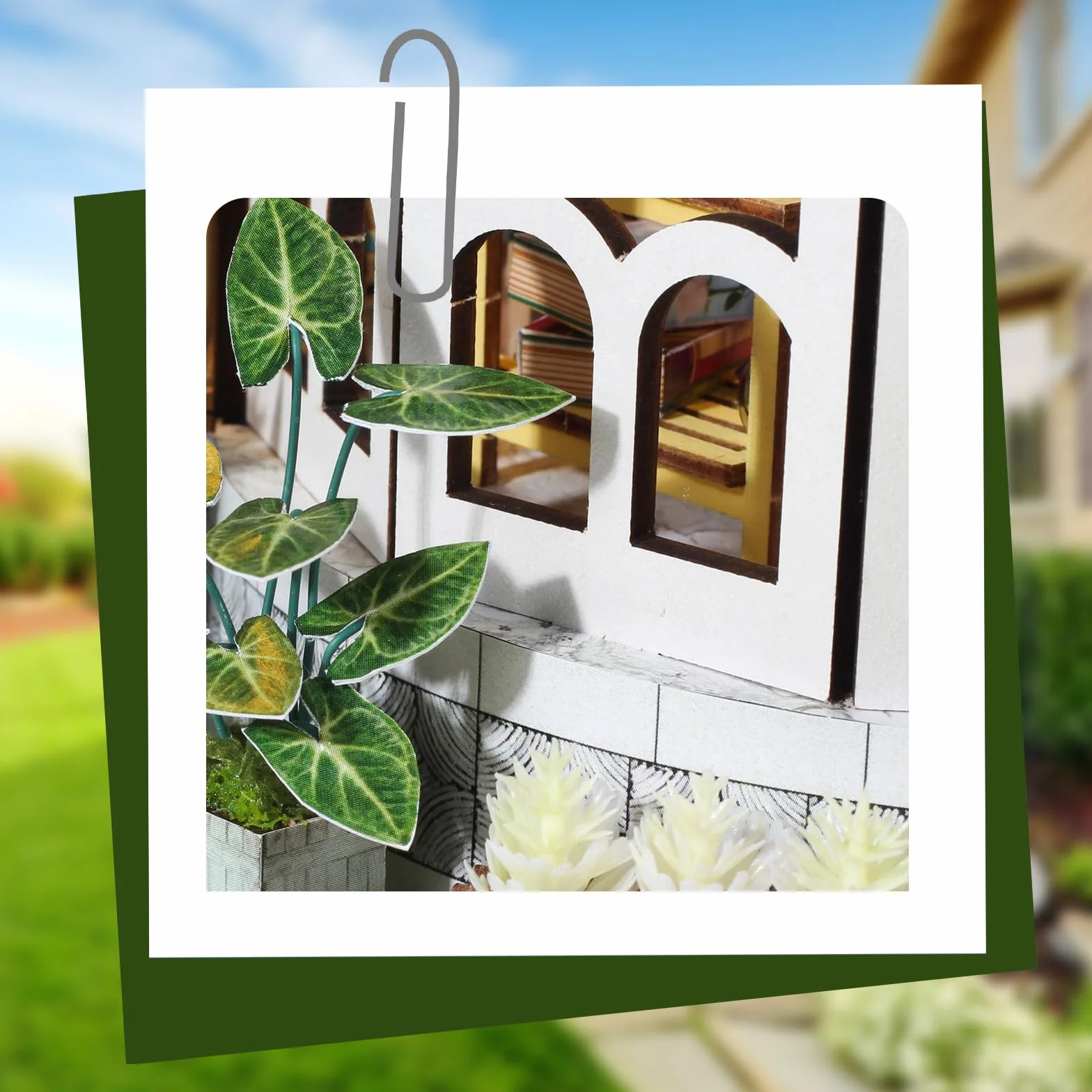 Cuteefun Kit DIY Casa in Miniatura per Adulti da Costruire, Modello di Mini Casa Fai-da-Te con Mobili Copertura e Strumenti, Idea Regali Artigianale Creativi per Il Regalo di Natale(Giardino Cielo)