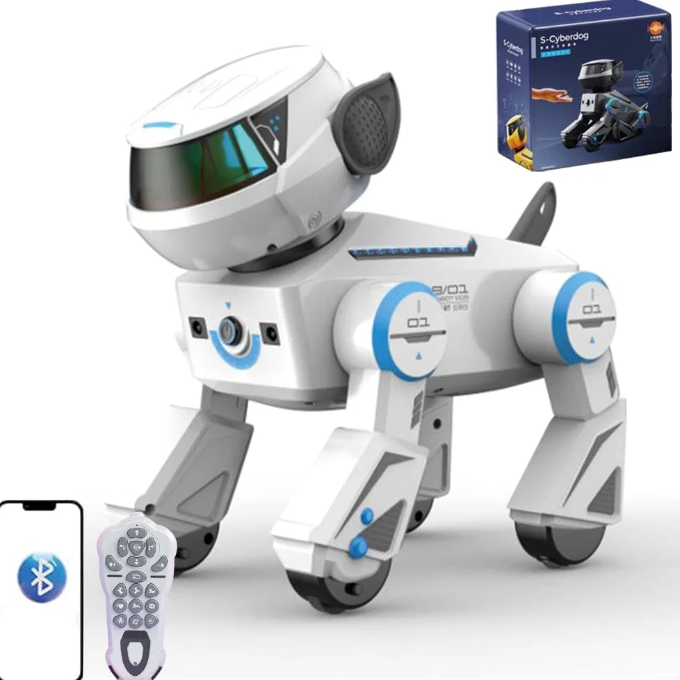 X-Verse Cane robot radiocomandato per bambini, giocattolo radiocomandato, vocale e interagire, programmabile, per danza, musica, regalo per ragazzi e ragazze da 3 a 12 anni, bianco