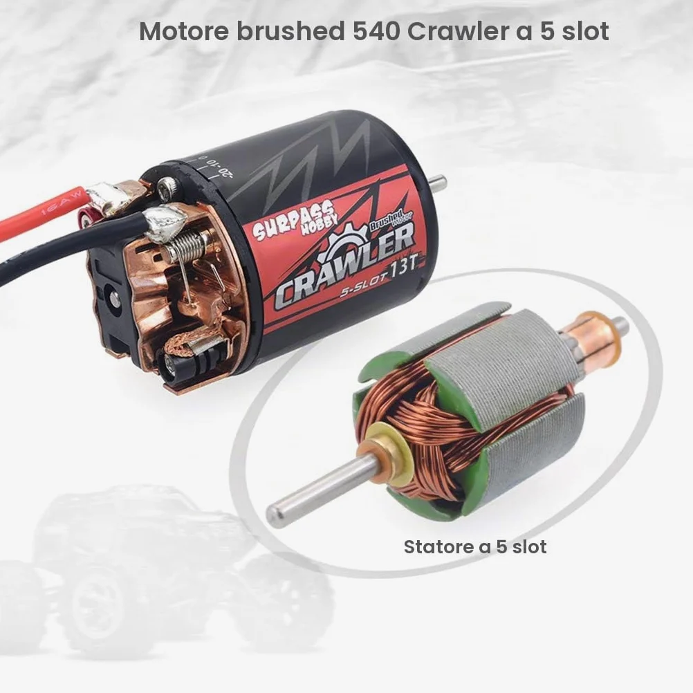 DollaTek 540 13T Motore spazzolato Motore per auto RC a 5 slot con ESC spazzolato 60A Impermeabile 6V / 2A SBEC e scheda di programmazione Combo Set per 1/10 RC Crawler