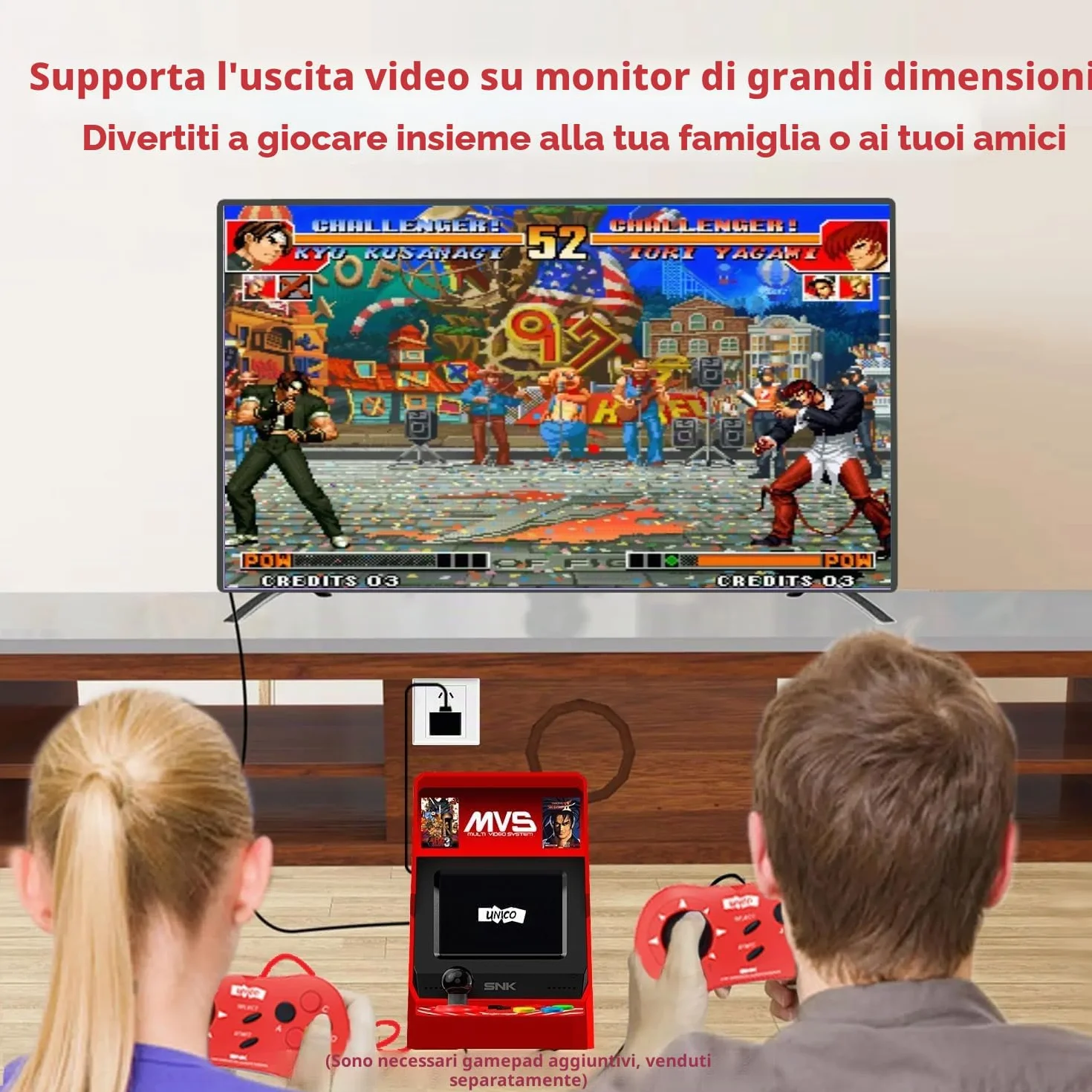 UNICO MVS Mini Arcade, 45 Gmeas Classici con Licenza SNK, Tra cui The King of Fighters, Metal SLUG ecc., Supporta Uscita HDMI per Schermo Grande / 2 Porte per Gamepad / Regali per Adulti e Bambini