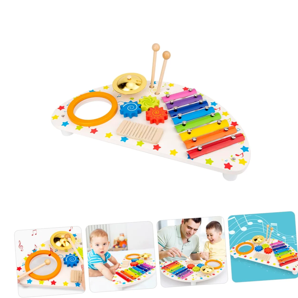 BESTonZON Xilofono in Legno Giocattolo Musicale per Ragazzo Ragazza Strumento Percussione Educativo