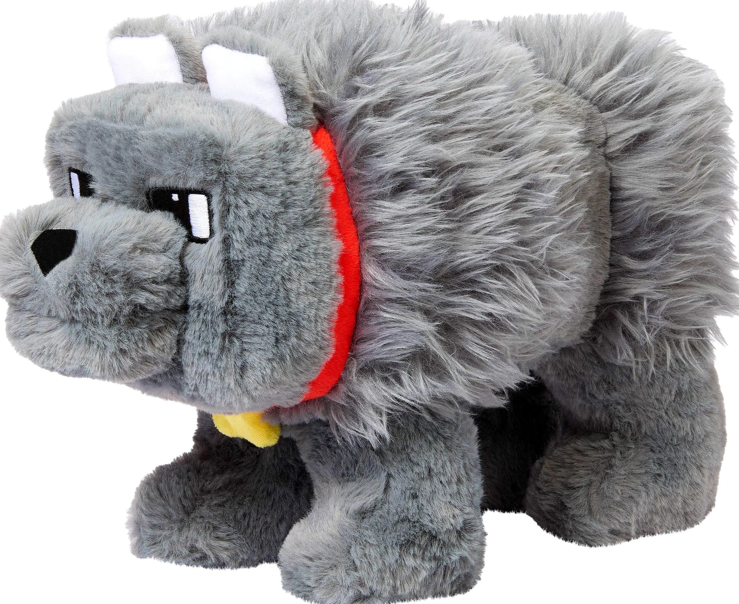 Mattel Minecraft - Peluche interattivo con suono e bocca mobile, Dennis il lupo, ispirato a un film di Minecraft