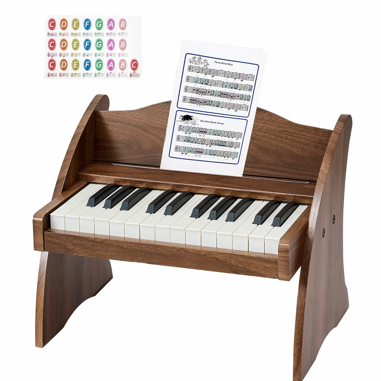 VEVOR Tastiera per Pianoforte per Bambini in Legno a 25 Tasti, Mini Strumento Musicale Giocattolo Educativo con Suono Realistico, Doppia Alimentazione, Volume Regolabile per Bambini Piccoli