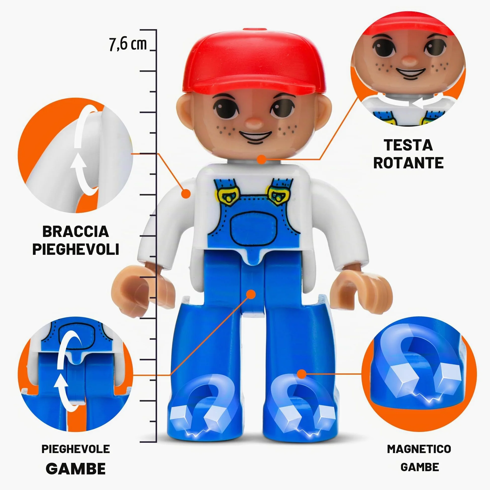 Playmags Set comunitario di figure magnetiche grandi da 15 pezzi - 3 pollici Gioca a persone, perfette per mattoncini magnetici - Giocattoli educativi STEM per bambini