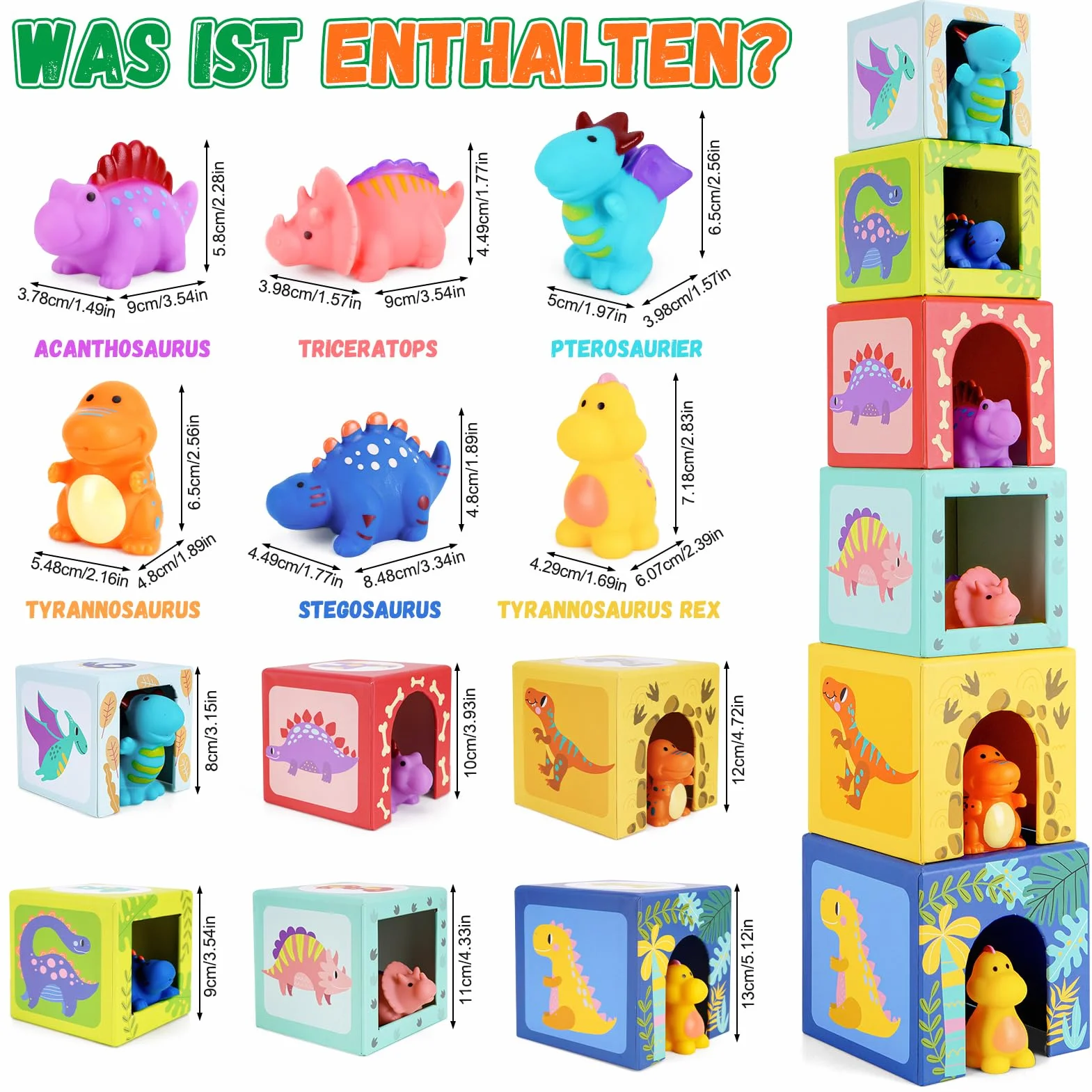 KMTJT Dinosauri Costruzion per Bambini 1 Anno, Giochi Montessori Bambini 1 2 3 Anni, Regalo Natale Bimba, Giocattoli Bambina Bambino Giochi Educativi Sensoriali per Neonati