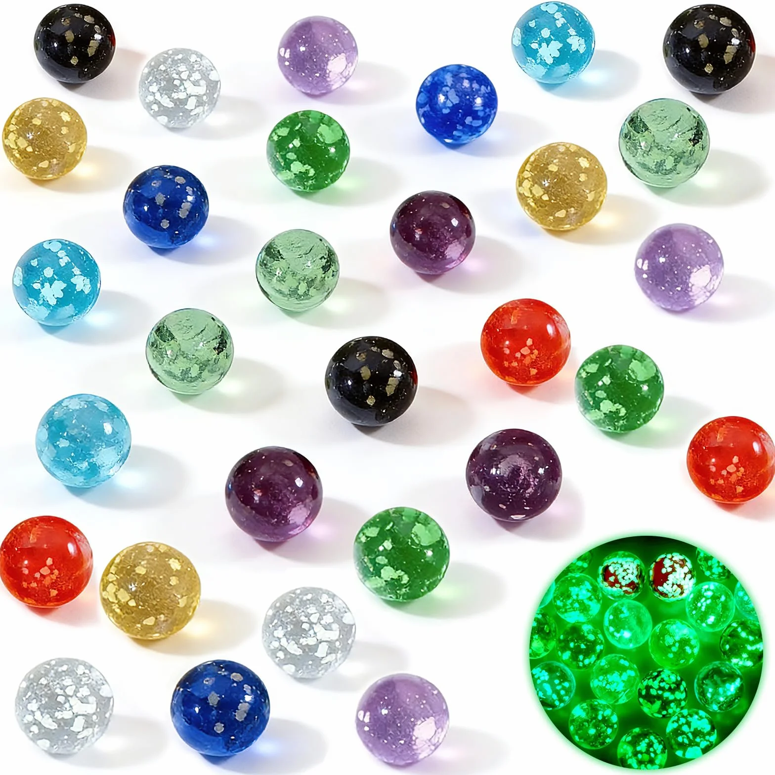 Biglie di Vetro 16mm Bagliore Nel Buio 30 Pezzi per Bambini Giocattoli Tradizionali