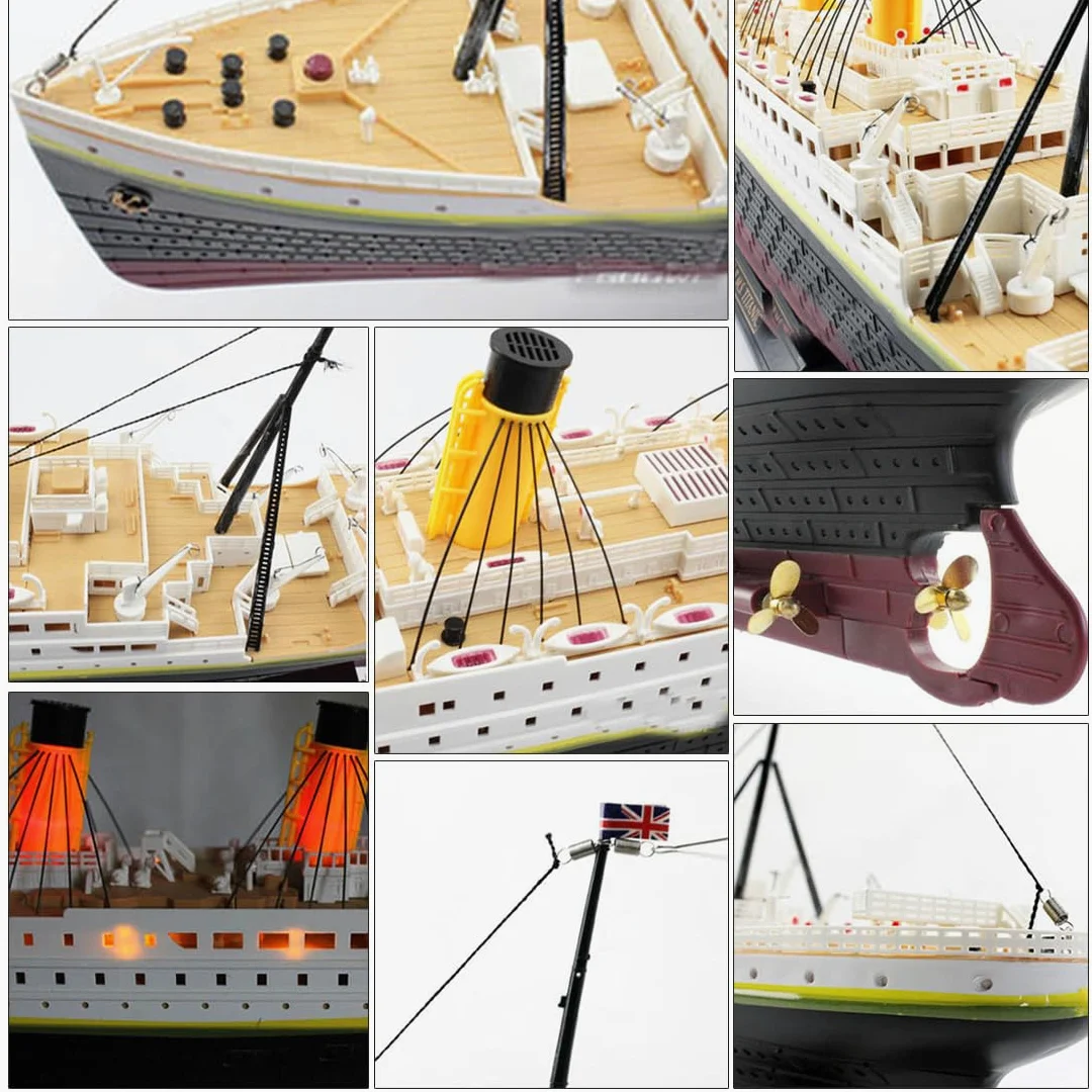 Barca da crociera telecomandata con luci a LED, 2,4 G RC 3 CH elettrica ad alta velocità NQD Titanic, modello per interni ed esterni, regalo per bambini e adulti