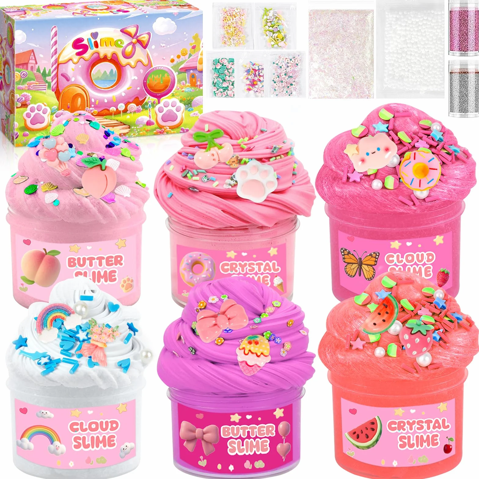 Slime Kit 6 Confezioni Fluffy Butter Kit Fai Da Te Giocattolo Antistress per Bambini