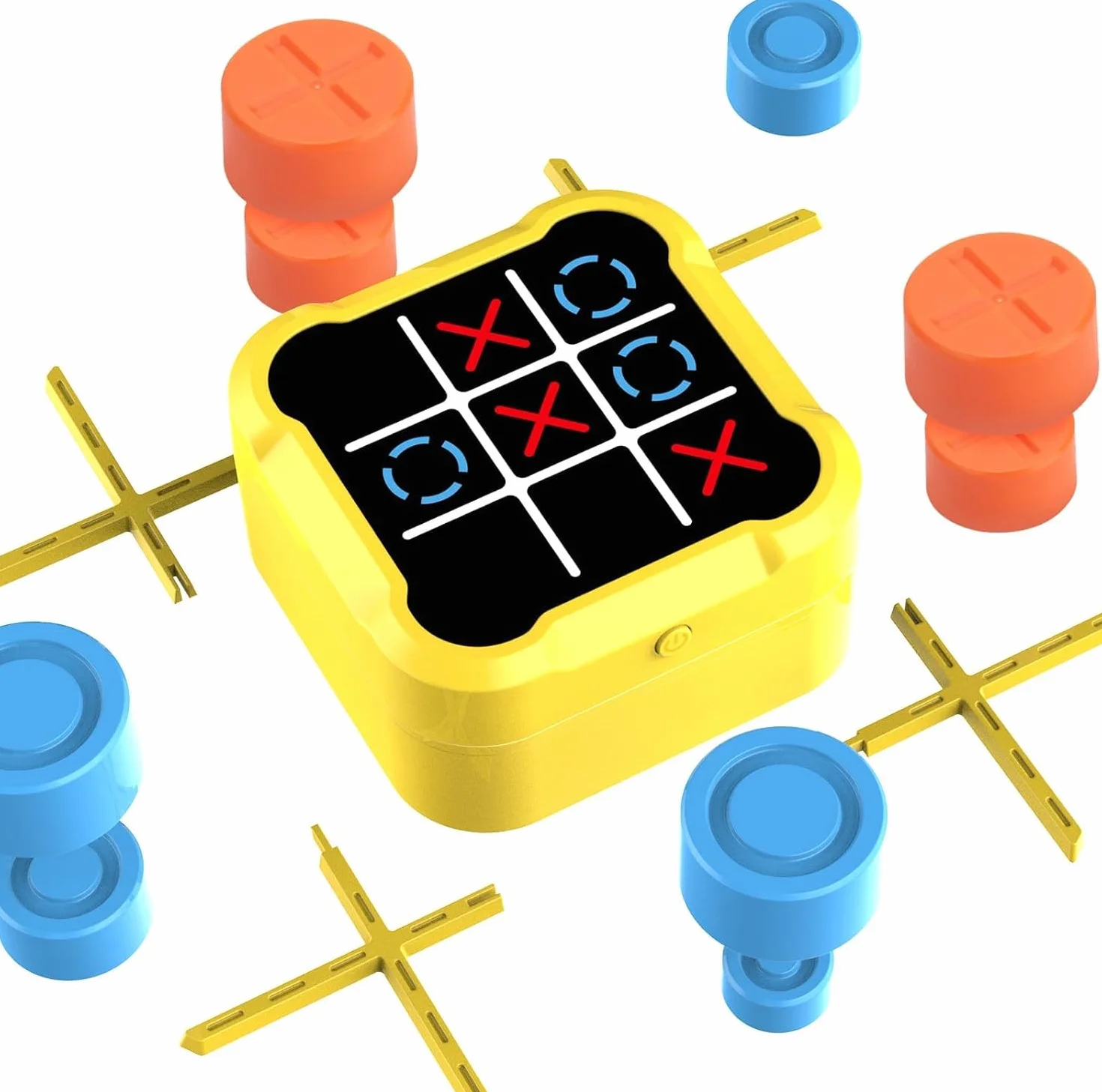 Tic Tac Toe, Gioco Tris Elettronico,Portatili Giochi di Puzzle Smart,Console Portatile per Puzzle 5 in 1, Regali di Giochi da Tavolo per Bambini e Adulti (Giallo)