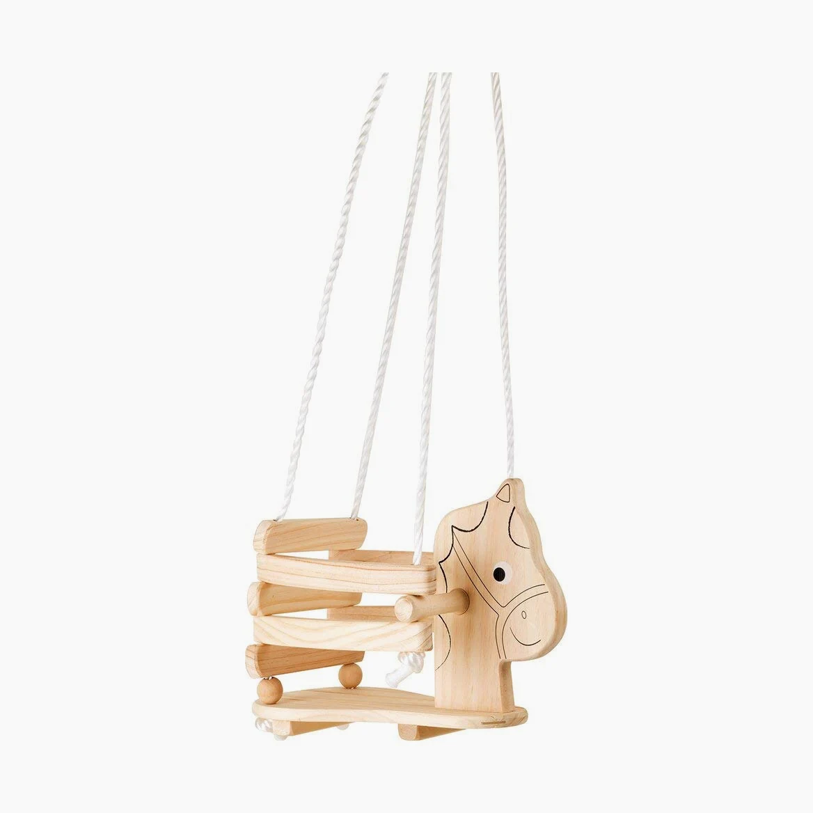 4774 Altalena per bambini "Cavallo" in legno small foot, con bordi e maniglie per una seduta indipendente, da 2 anni
