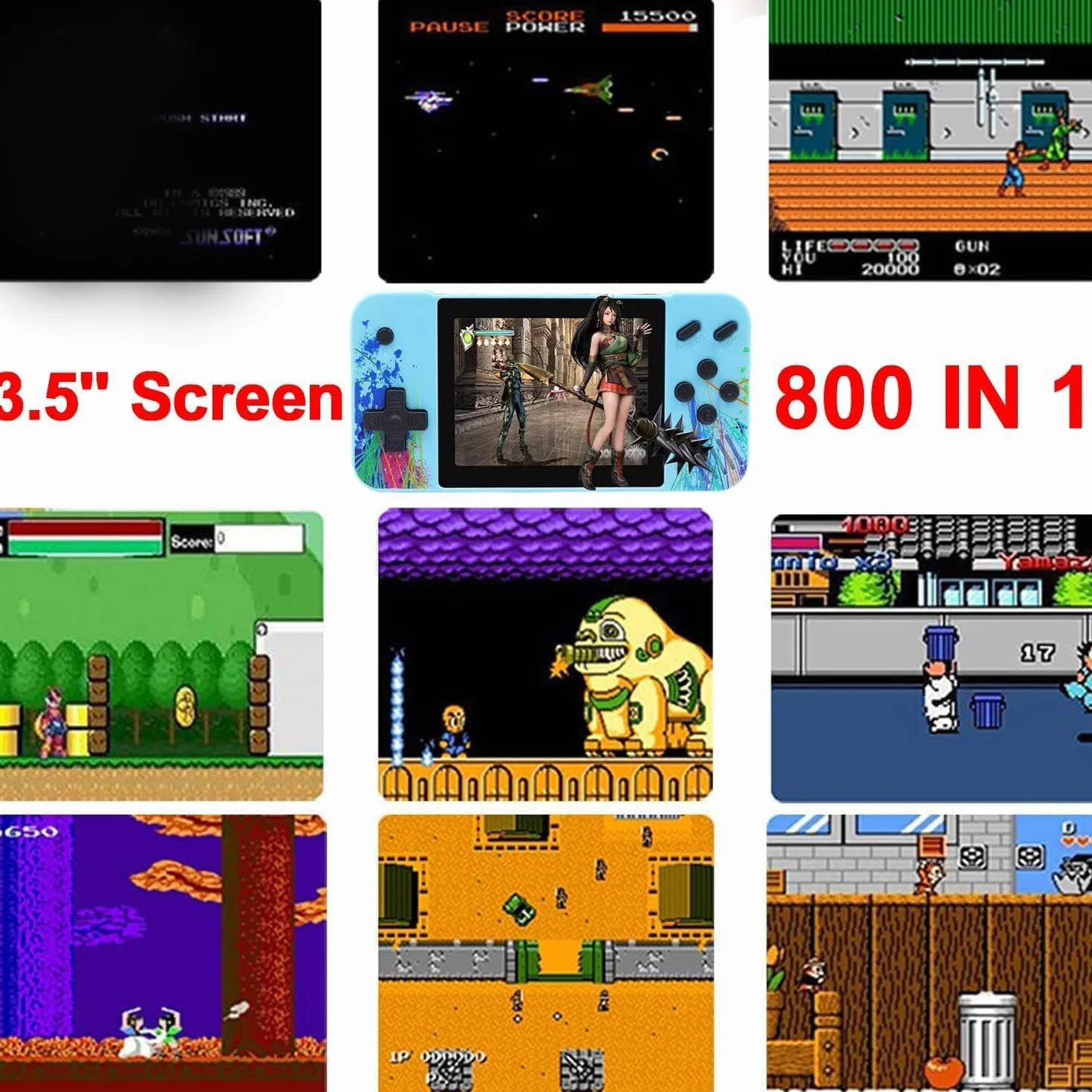 GameBoy Mini Game Console, Supporta 2 Giocatori e si Collega Alla TV, Precaricato con 800 Giochi Classici, Schermo LCD da 3,5 Pollici, Mini Sala Giochi, Regalo per Ragazzi e Ragazze