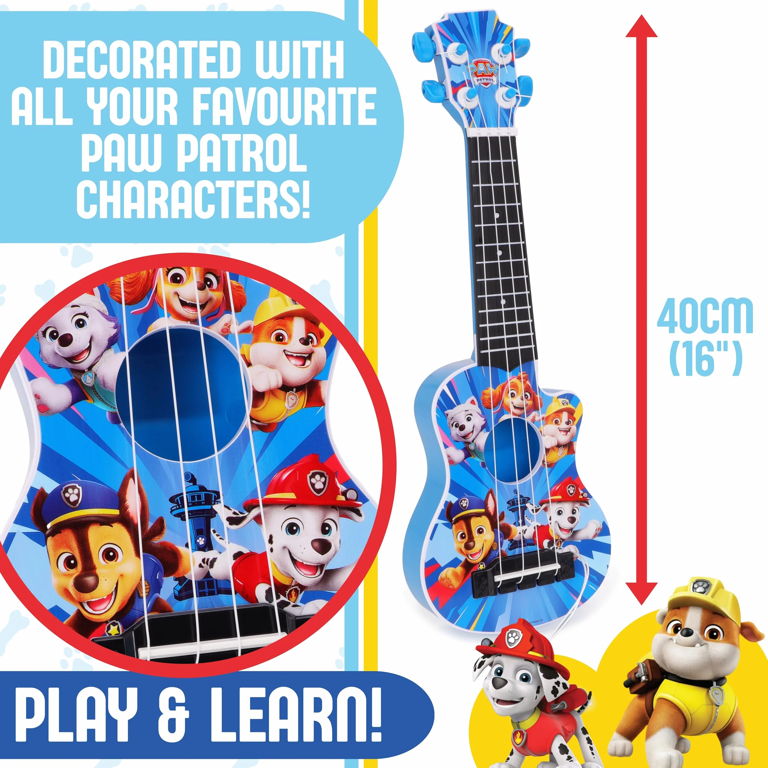 Paw Patrol La Mia Prima Chitarra 40 cm Strumento Musicale Giocattolo per Bambini Età 3+