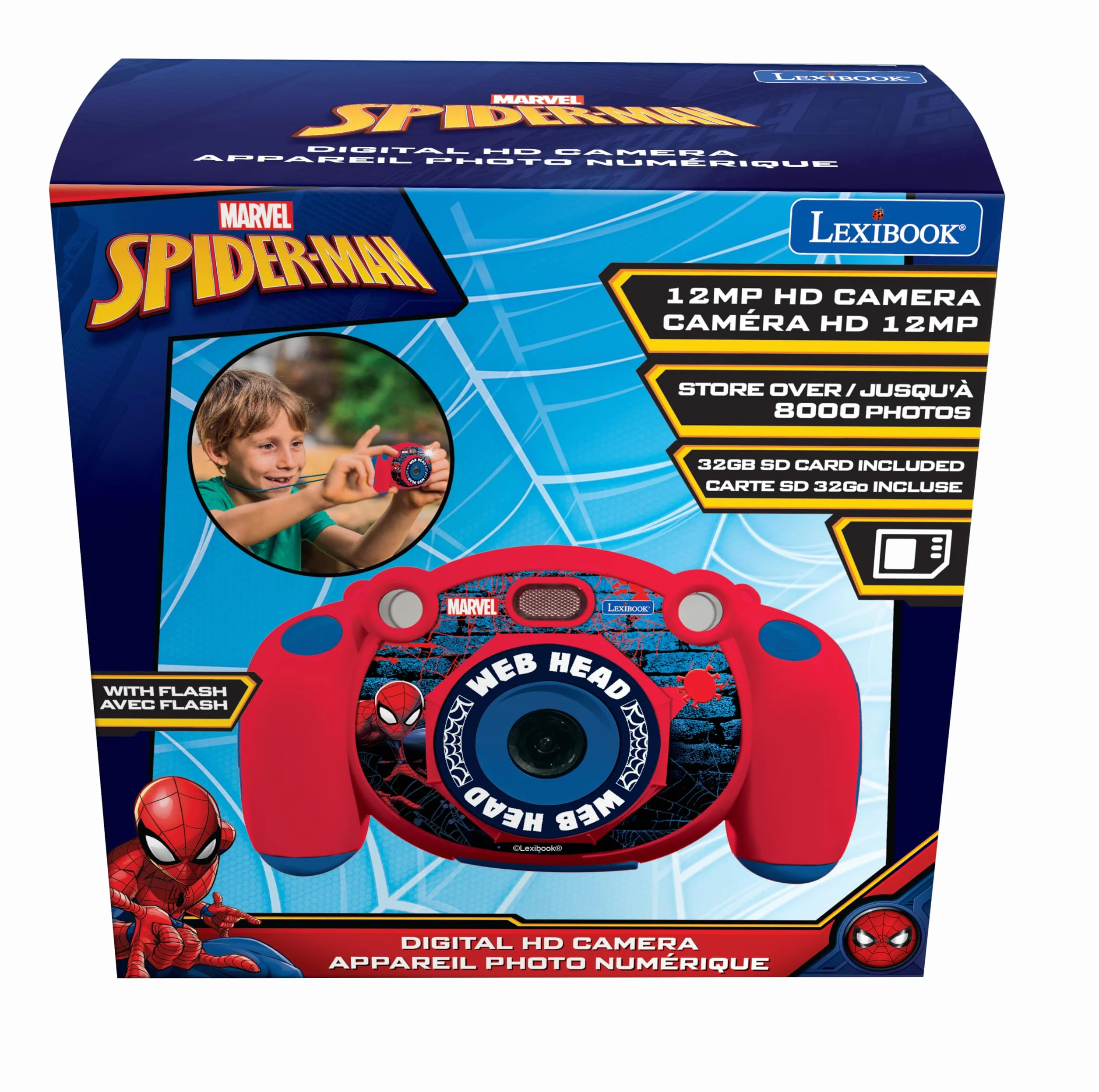 Lexibook Spider-Man fotocamera digitale 4 in 1 per bambini 32 GB rossa DJ080SP