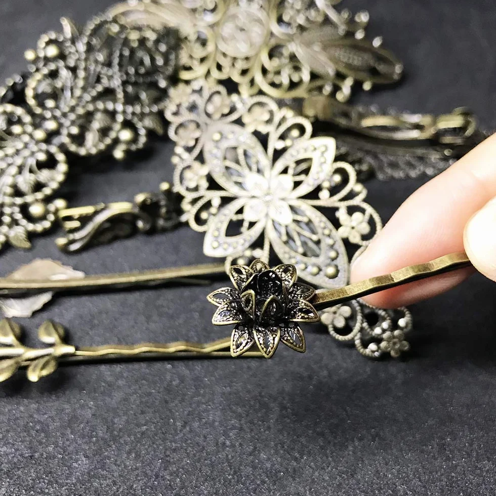 10PCS Fermagli per Capelli Laterali in Lega di Metallo Mollette antiche Porta Coda di Cavallo per Donne Ragazze Acconciatura Spessa Accessori per Capelli Accessori per Capelli - Bronzo
