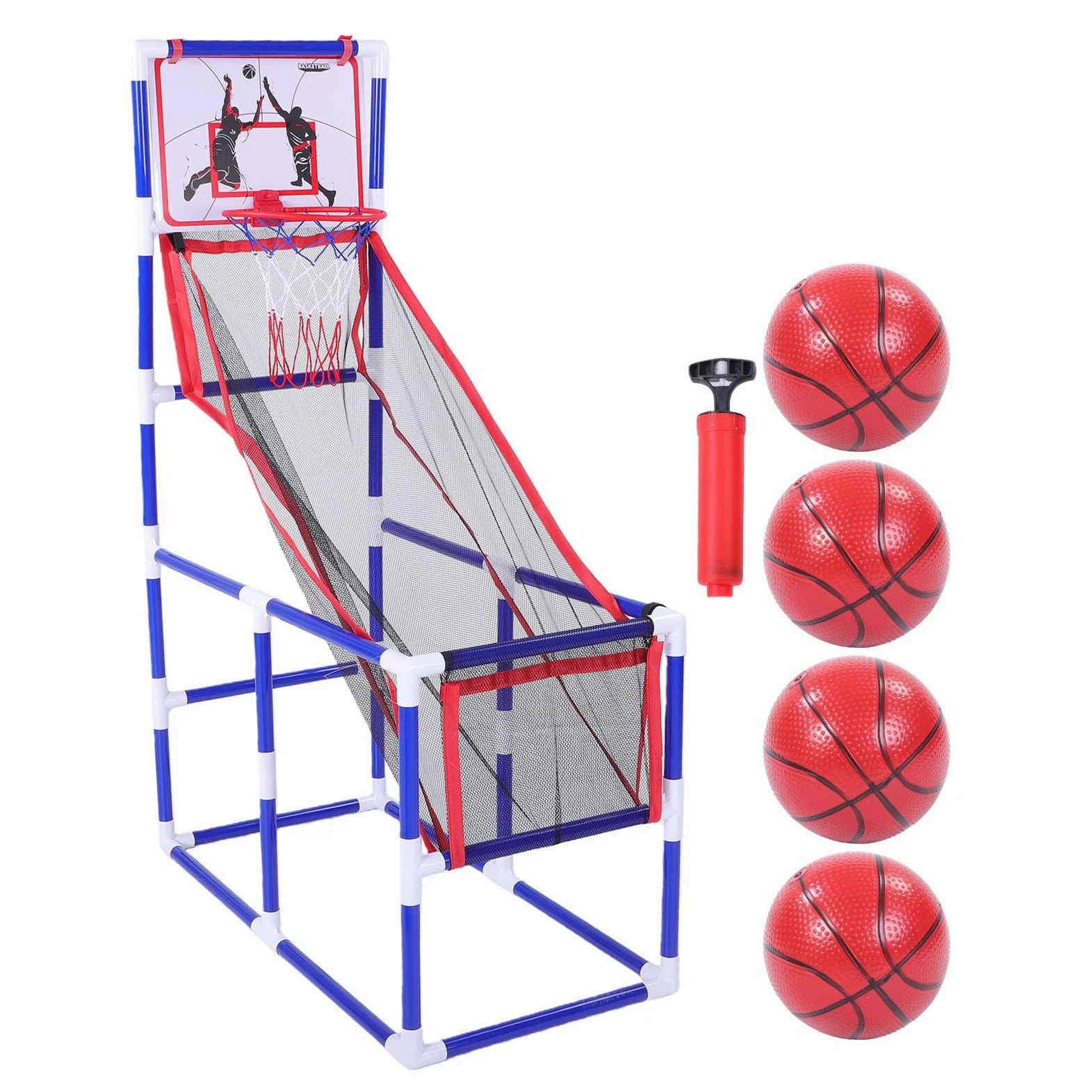 Set da Gioco di Basket con Ritorno Automatico della Palla, 4 | Canestro da basket portatile per bambini dai 3 ai 12 anni, con pompa ad aria, giocattolo compatto