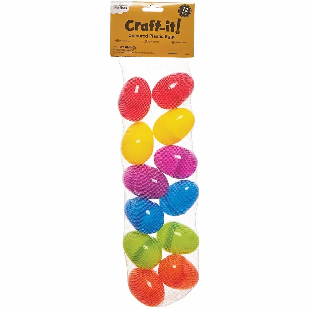 Baker Ross Uova di Plastica Colorate da Riempire di Dolcetti per la Caccia alle Uova di Pasqua (confezione da 12), Assortiti