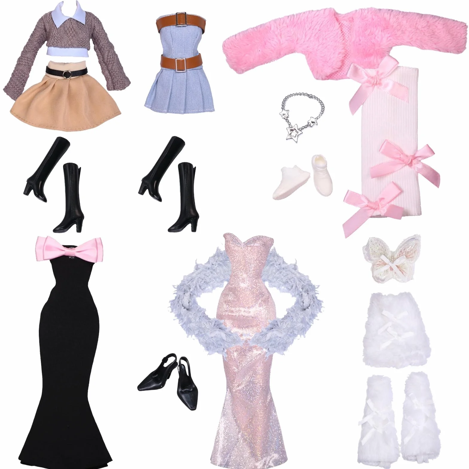 TYXHXTF Set di 21 Vestiti Compatibile con Bambole, Bambole Abbigliamento e Accessori, Compatibile con Barbie, 6 Abiti da Sera, per Bambole da 11,5 Pollici