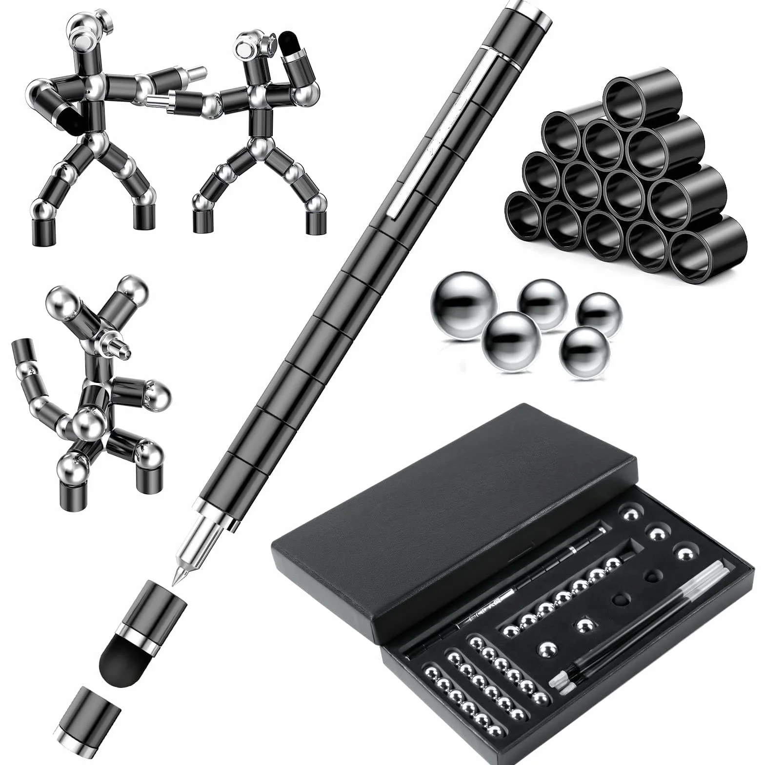 Fidget Pen Multifunzione Magnetica Regalo Uomo Stress Relief Nero