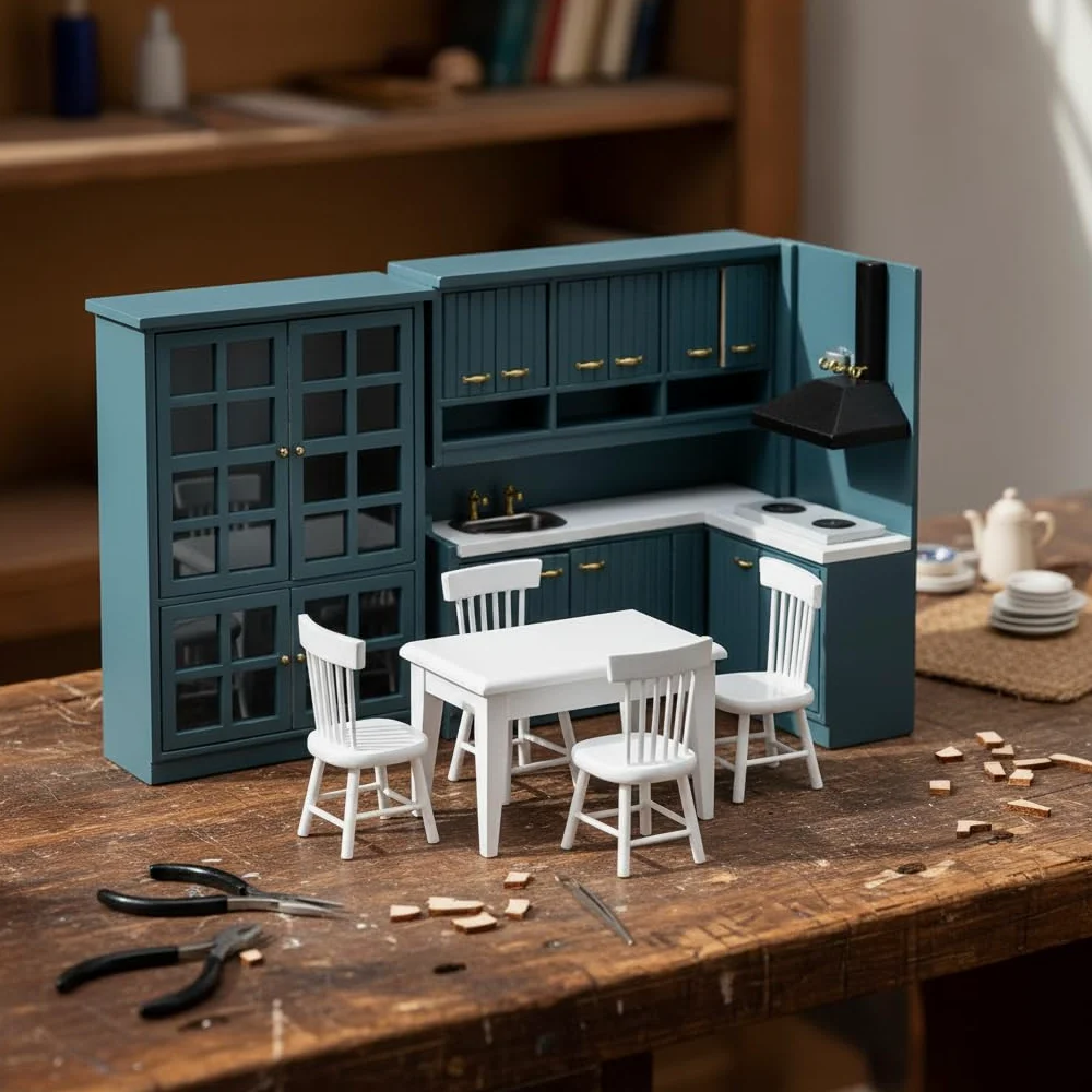 Mobili Casa delle Bambole in Legno 1:12, style to 1 | Componenti in plastica, Mobili da pranzo, Esposizione modelli, Per collezionisti