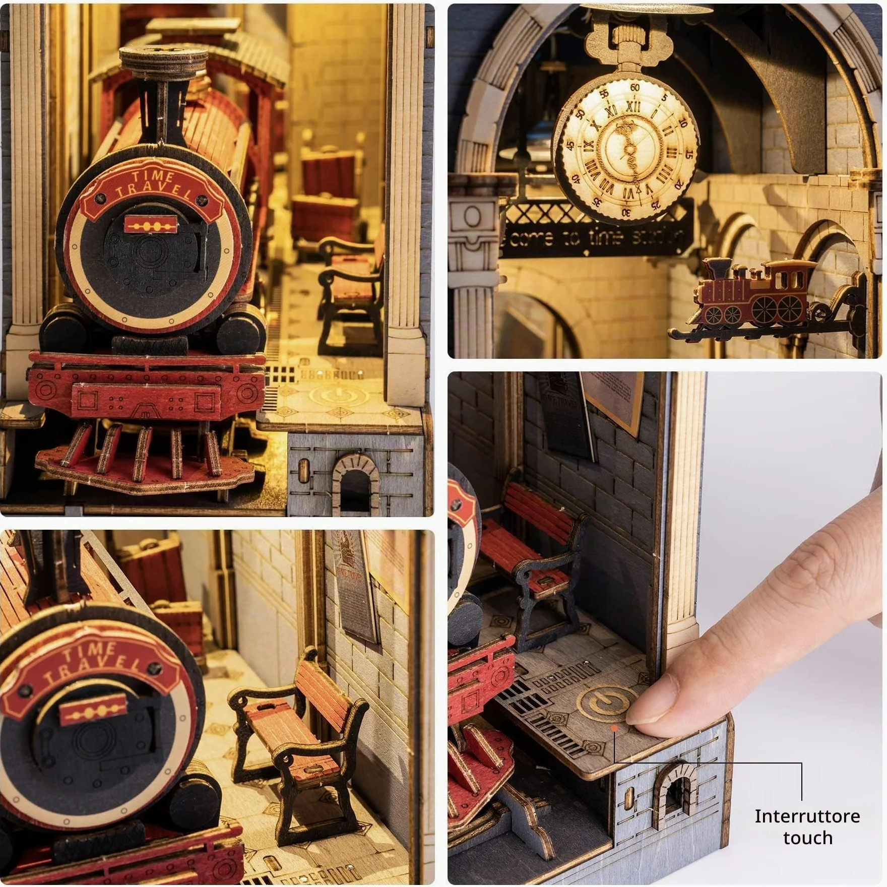 RoWood DIY Book Nook Kit - Miniatura Libro Nook Booknook Modellismo Kit Puzzle in Legno 3D per Libreria Fermalibri Decor con Mobili e Luce a LED