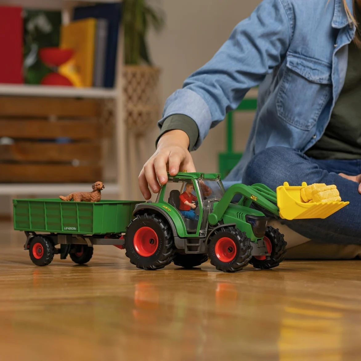 Schleich FARM WORLD | Trattore con rimorchio 42608 | 8 pezzi | Set da gioco dai 3 anni | set con personaggi, numerose funzioni e tanti accessori | figura animali della fattoria schleich