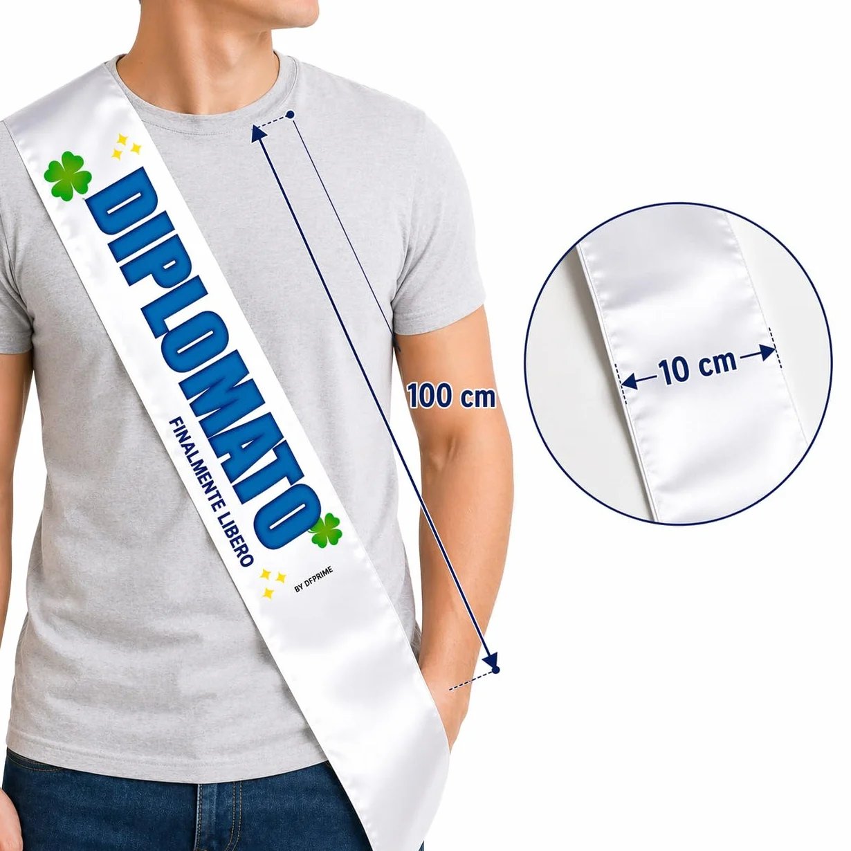 FASCIA DIPLOMATO – Finalmente Libero – Fascia Divertente per Festa di Diploma – Gadget Ironico per Diplomato – Regalo Originale Uomo
