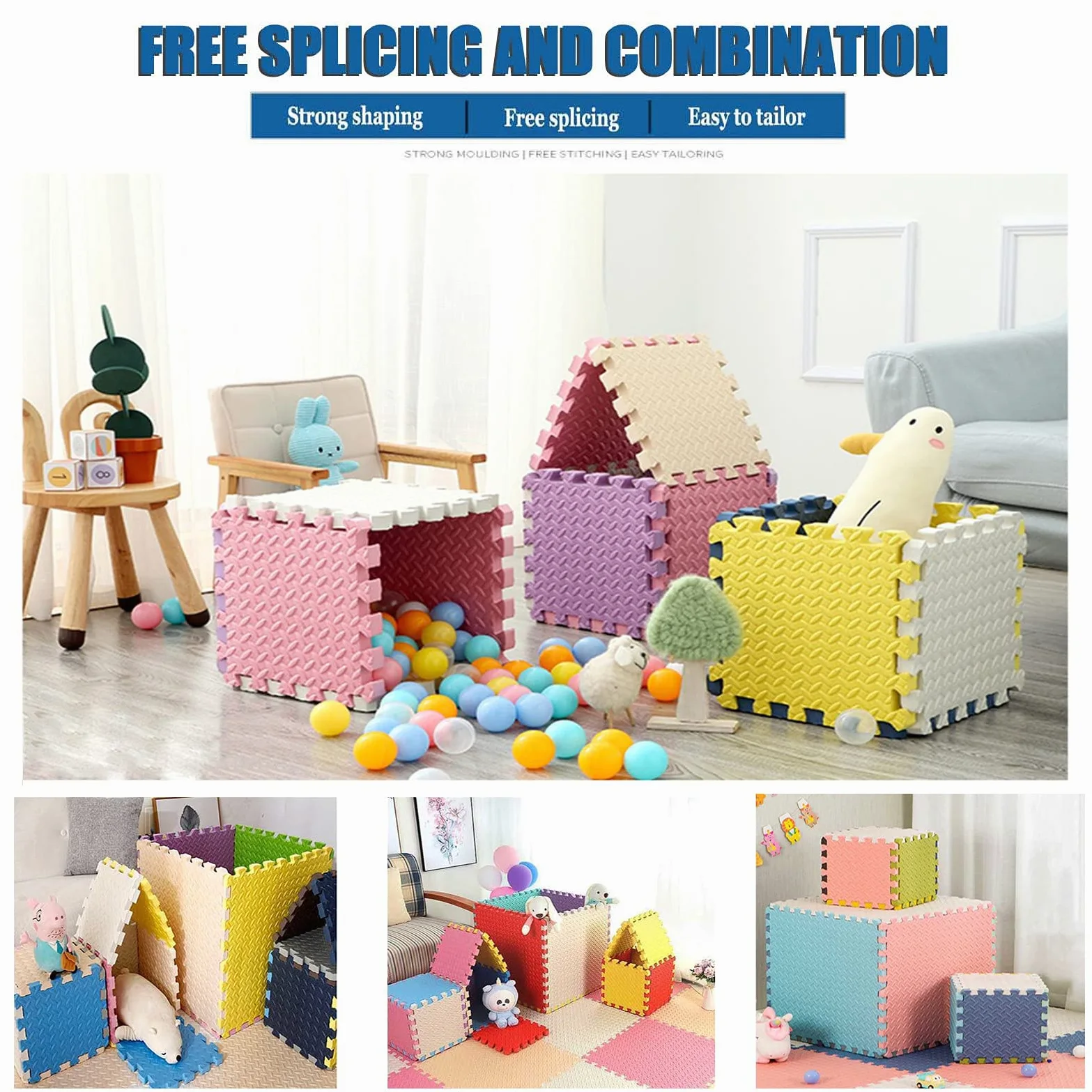 Tappetino da Gioco per Bambini Puzzle, tappetini Grandi Schiuma Puzzle Incastro con Bordo per Soggiorno in Giardino, Palestra per Esercizi Yoga,Beige+Red,6