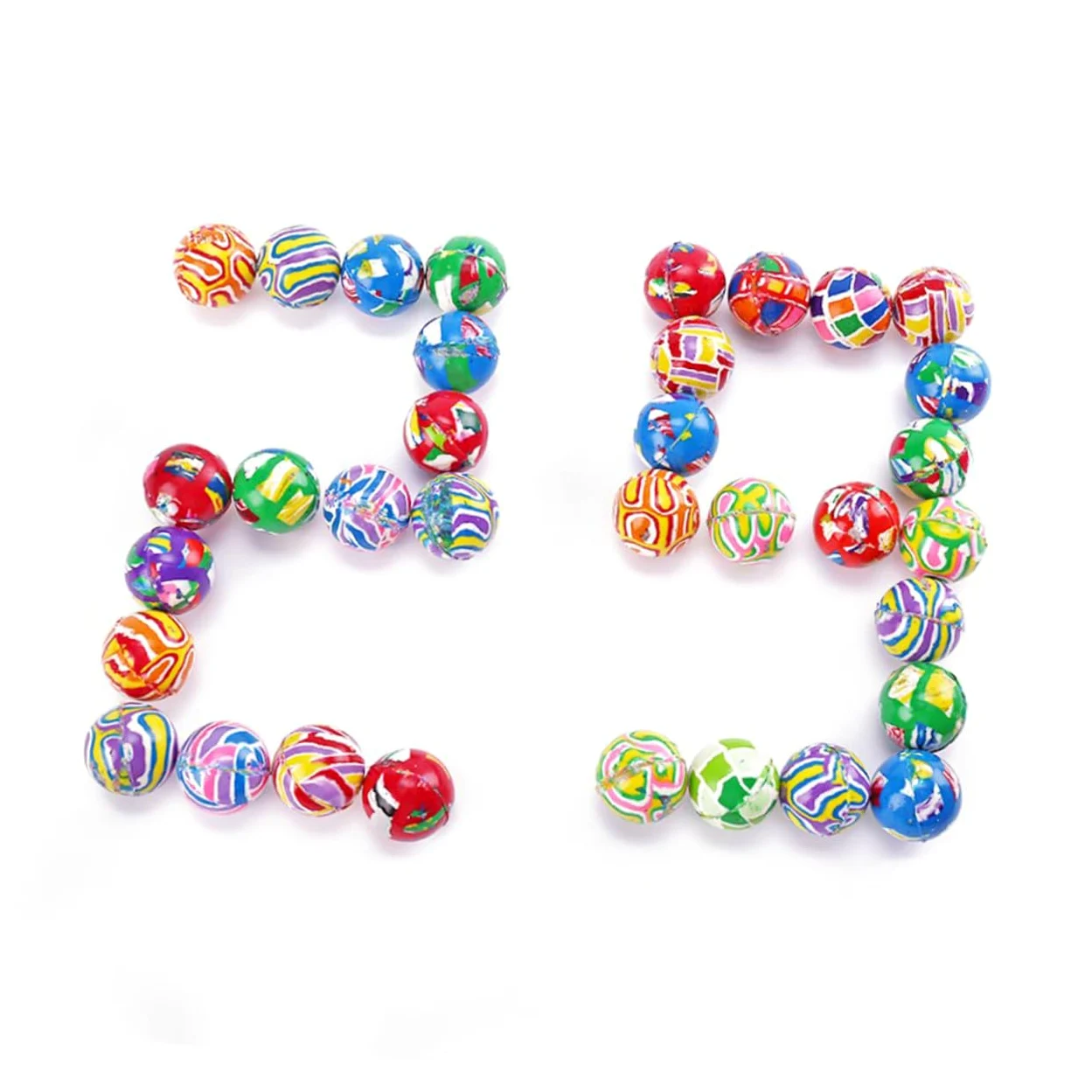 100 Pezzi Palline di Gomma Elastiche per Bambini, Palline da Gioco Morbide Forte Rimbalzo per Bambini Che Giocano e Feste di Compleanno Stili Multipli