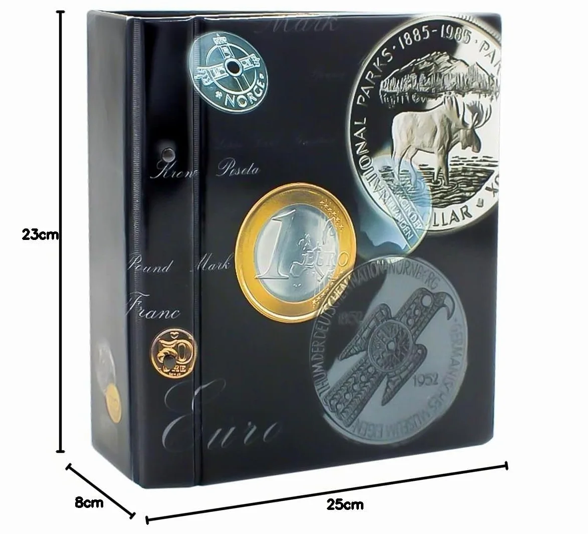SAFE 7817 Album completo per monete euro da 1 cent a 2 euro – con 5 fogli trasparenti + 5 schede illustrate – Sistema a 4 anelli – Per collezionisti