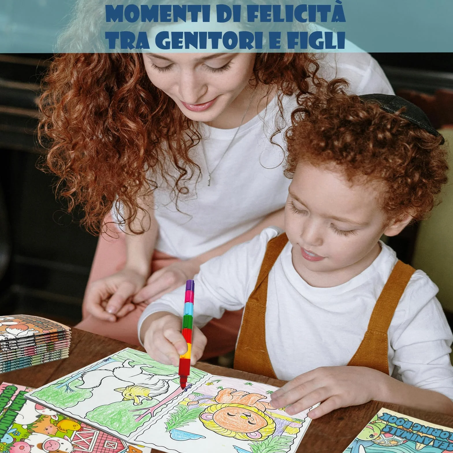 ICEPAPA, 12 Libri da Colorare e 12 Pastelli a Cera Impilabili (12 Colori in 1), Perfetti per Gadget Compleanno Bambini, Regalini e Fine Festa