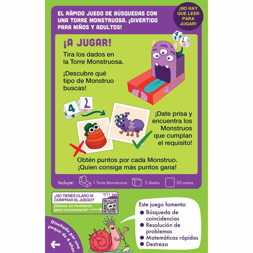 Exploding Kittens Monster Match, Gioco di Carte per bambini a partire da 4 anni, Cerca la Carta che soddisfi il requisito, Da 2 a 6 Giocatori, 10 Minuti per partita, Spagnolo