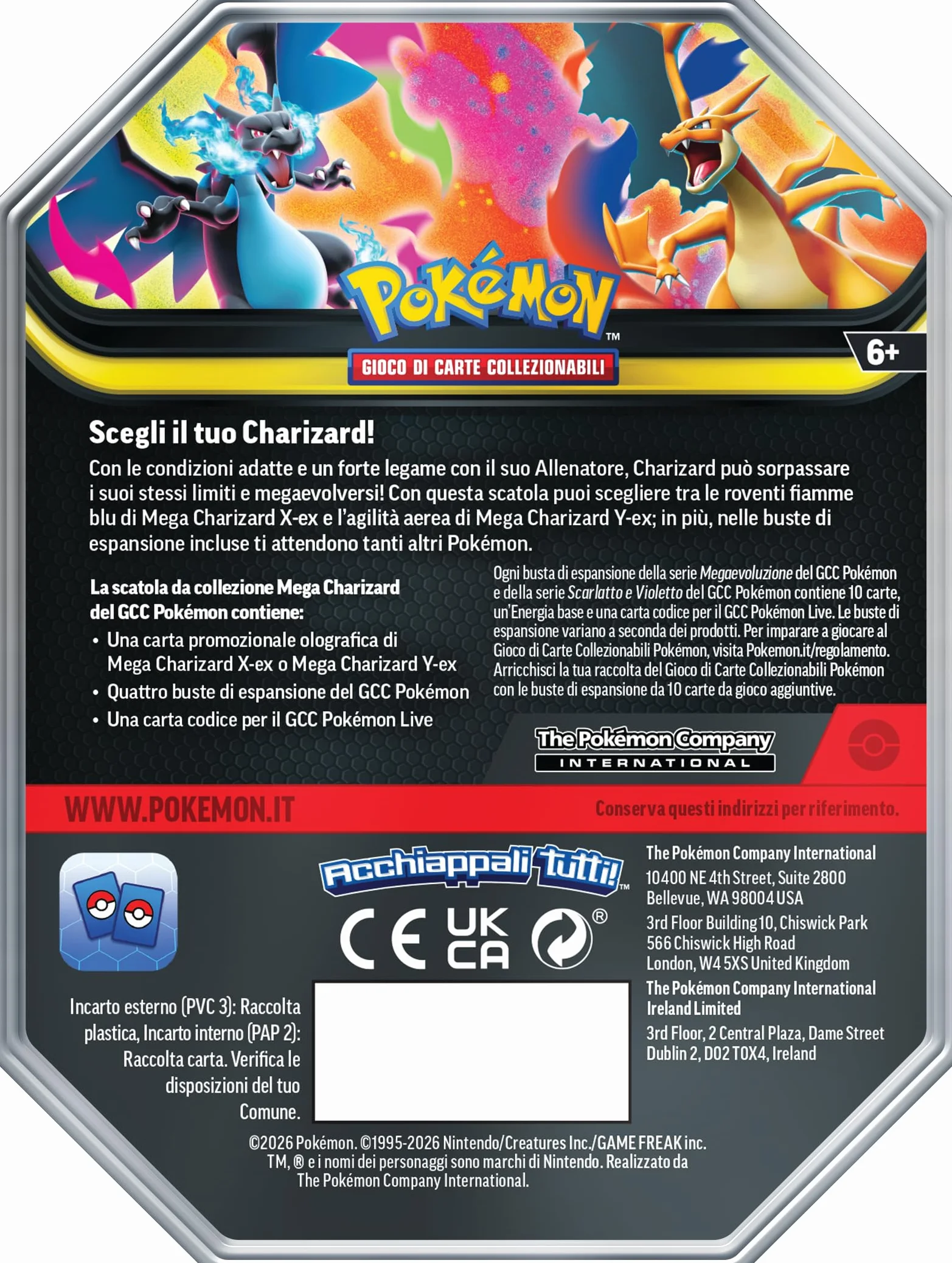 Pokémon GCC scatola da collezione Mega Charizard Y-ex, 4 buste espansione, carta olografica, italiano