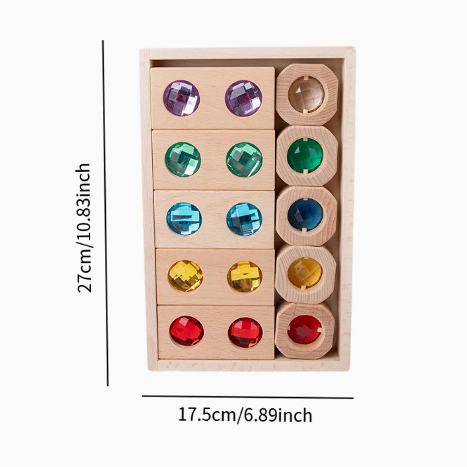 Qianly Set di Blocchi da Costruzione in Legno per Bambini, Gioco di Impilamento, Giocattolo Educativo, Set di Blocchi da Costruzione Arcobaleno per Il Comple, Stile a