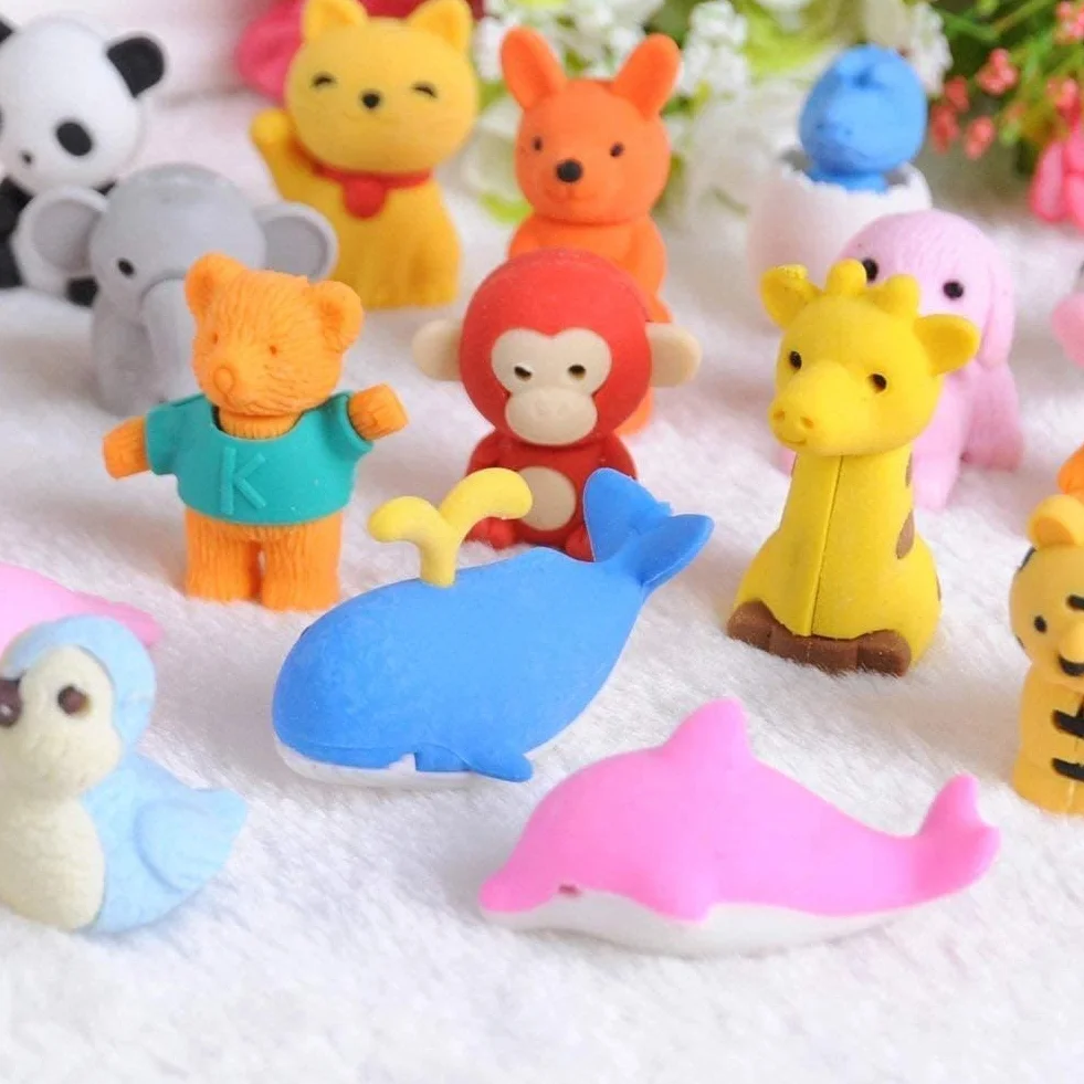 LURICO 36 pz Gomme da Cancellare a Forma di Animali per Scuole, Alunni, cancelleria Scuola Giocattolo Creativa, premi di giochi, carnevali e materiale scolastico