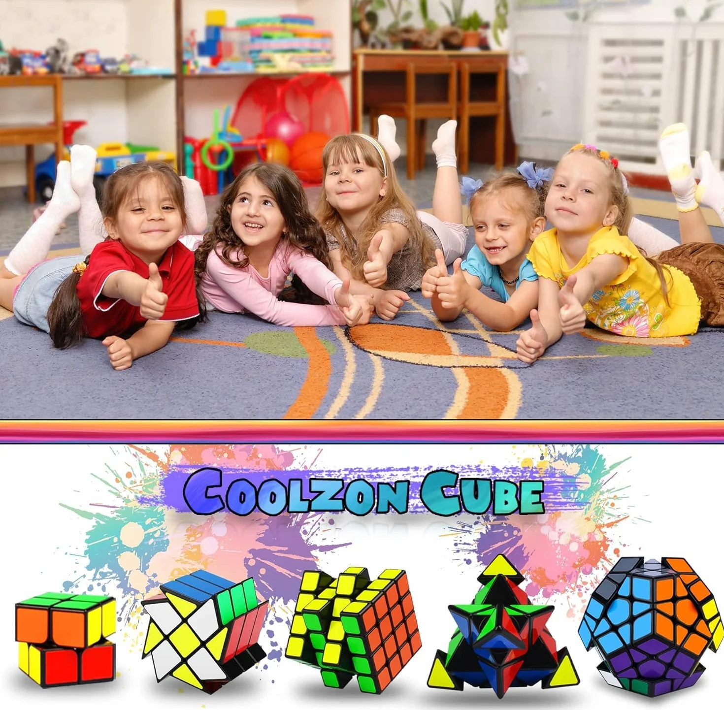 Coolzon Set di 5 Cubi Magici, Set di 5 Cubi Magici di Velocità 2x2 4x4 Fenghuolun Pyraminx Pyramid Megaminx Fenghuolun Puzzle Cube Giocattolo Regalo per Bambini Adulti