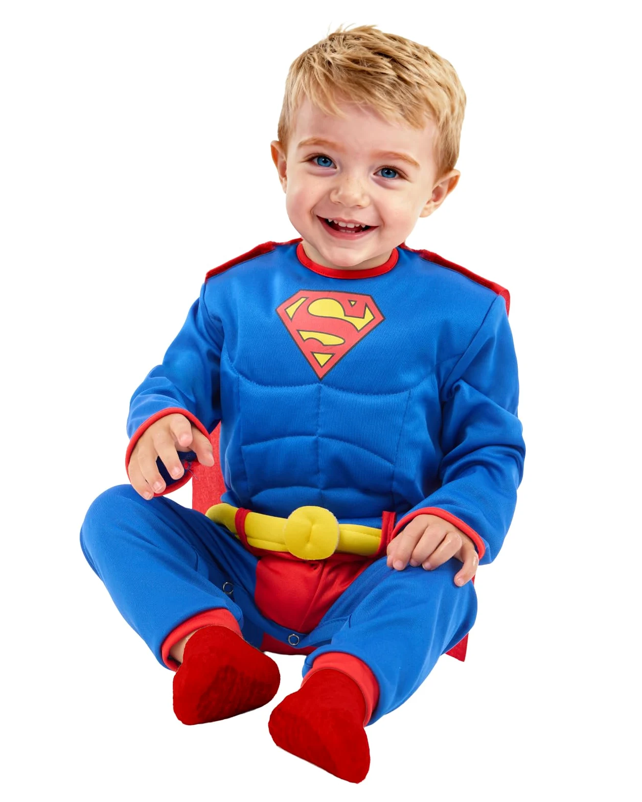 Funidelia Costume Ufficiale di Superman per Neonato con tutina muscolosa e mantello, Tenuta da Supereroe per Neonati, Costumi di Carnevale, Halloween e Feste