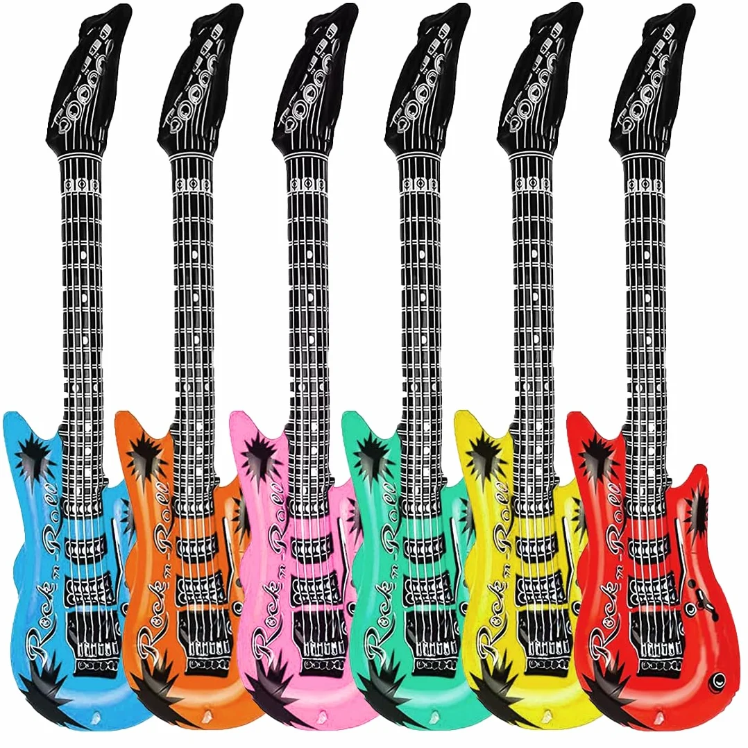 Chitarra Gonfiabile 53cm 6 Pezzi Strumenti Musicali Gonfiabili per Carnevale Compleanno