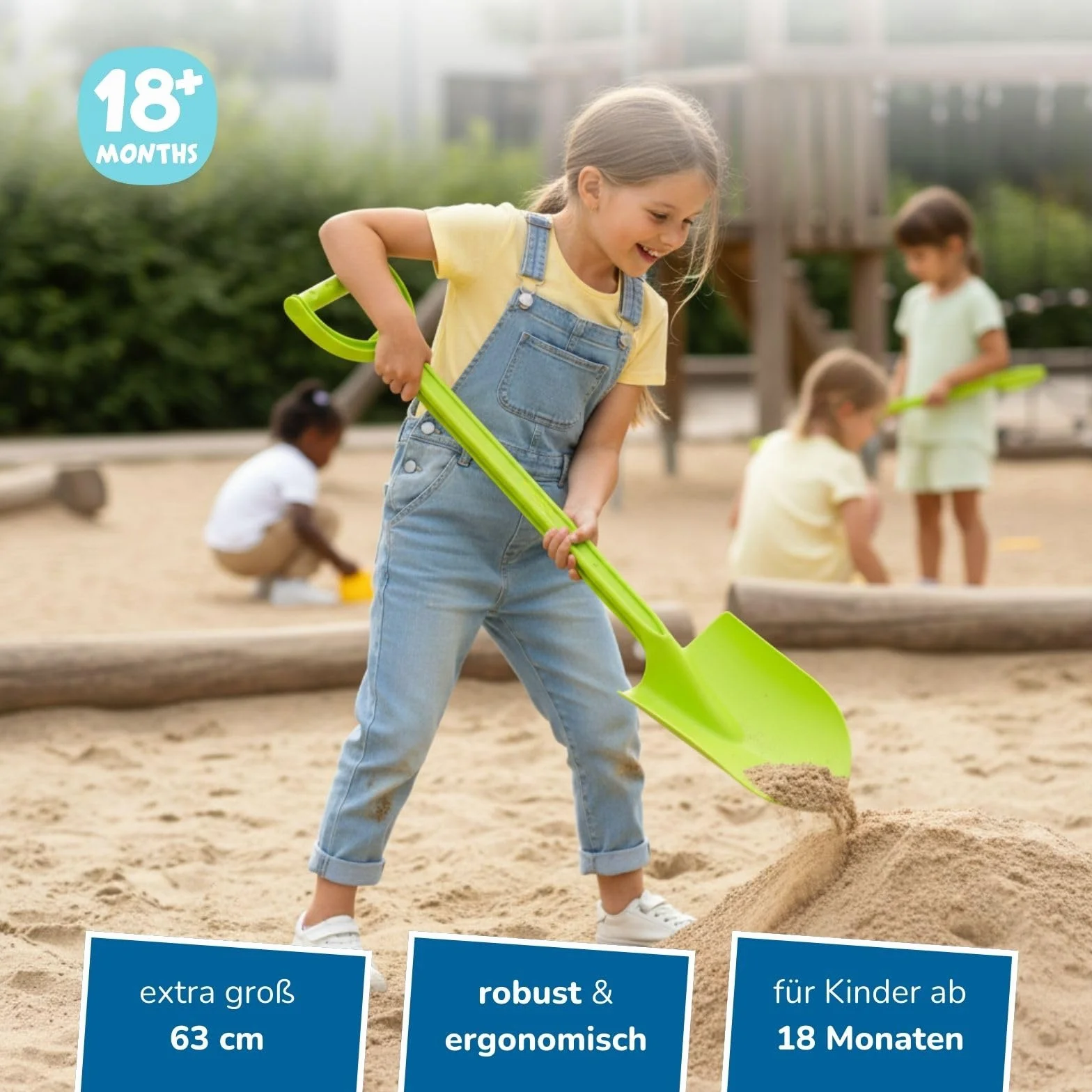 alldoro 60157 XXL Pala appuntita attrezzi da giardino per bambini sabbiera spiaggia in plastica 63 cm di lunghezza