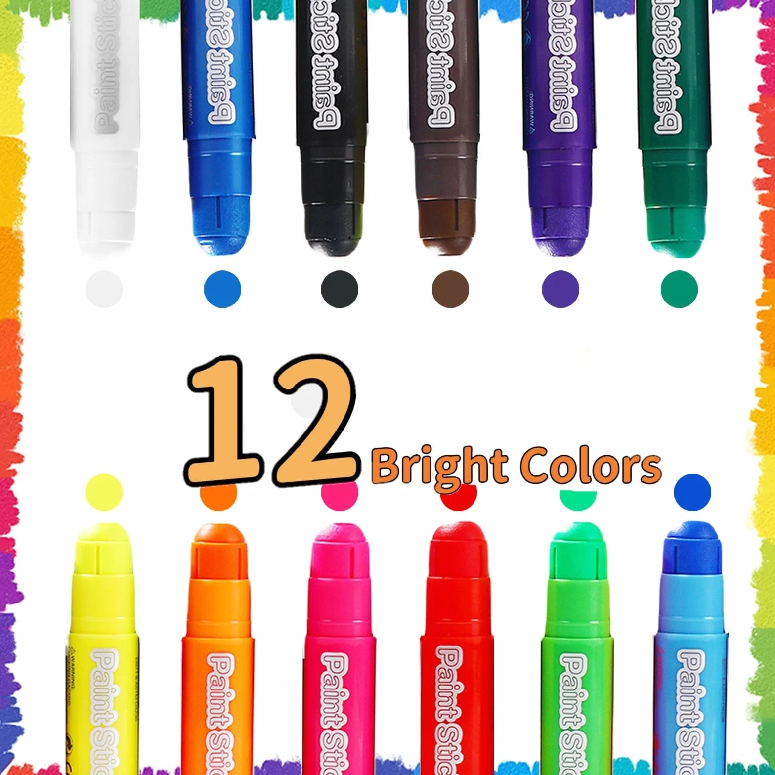 12 Pezzi Stick Tempere Solide Colorate, Scatola Lavabili per Bambini