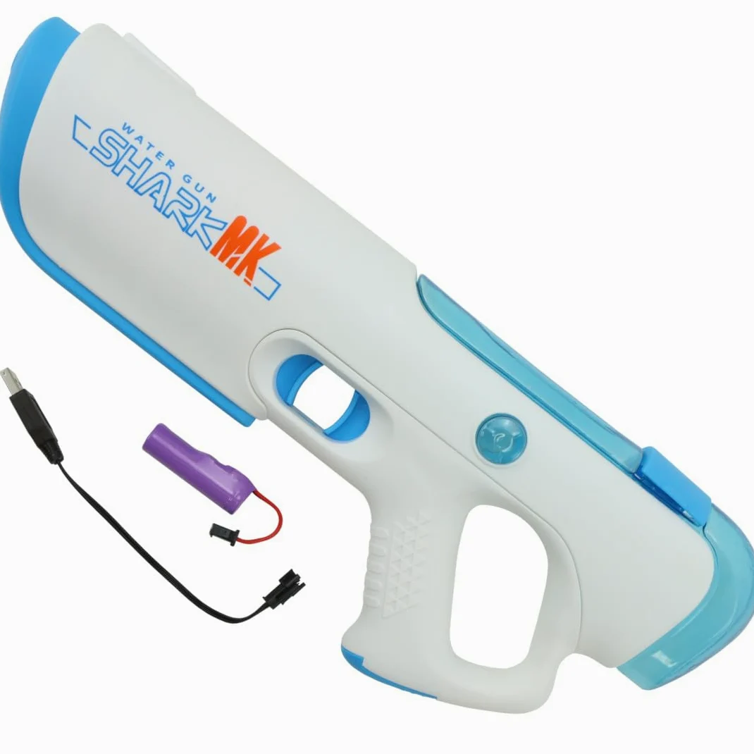 Shark MK Pistola ad Acqua Elettrica per Bambini, Ricaricabile USB, 39x15 cm, Bianco e Blu
