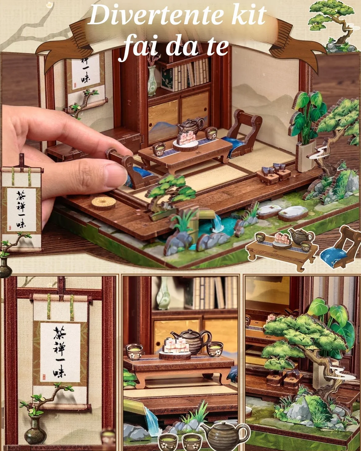 Cutefun Book Nook Kit – Japanese book nook - Set creativo per casa delle bambole, il regalo artigianale perfetto per adolescenti e adulti che amano progetti affascinanti (Kirishima Cha-an)