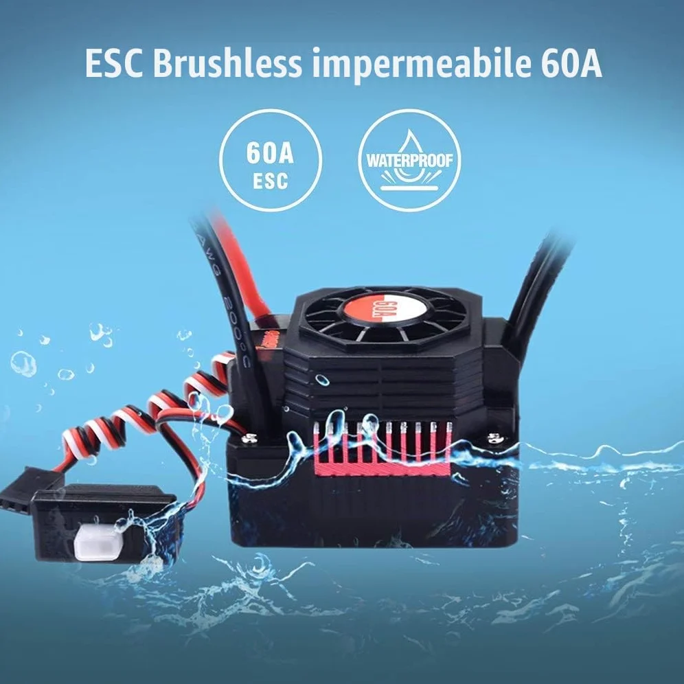 Impermeabile 60A Brushless ESC regolatore elettronico di velocità per 1/10 RC Car
