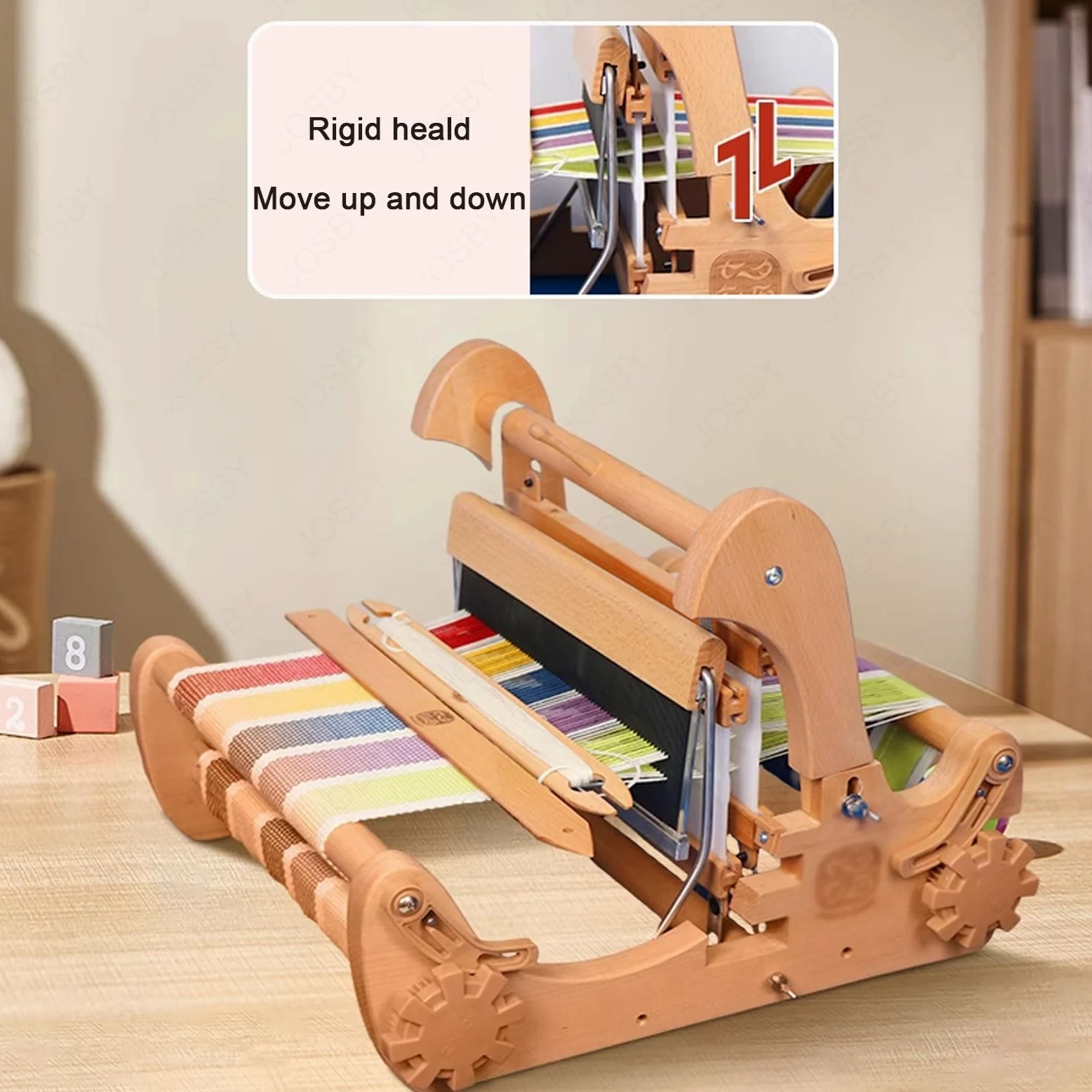 Kit per tessitura in legno per principianti con telaio regolabile e telaio rigido per tessitura artigianale, ideale per adulti e bambini progetti creativi di famiglia