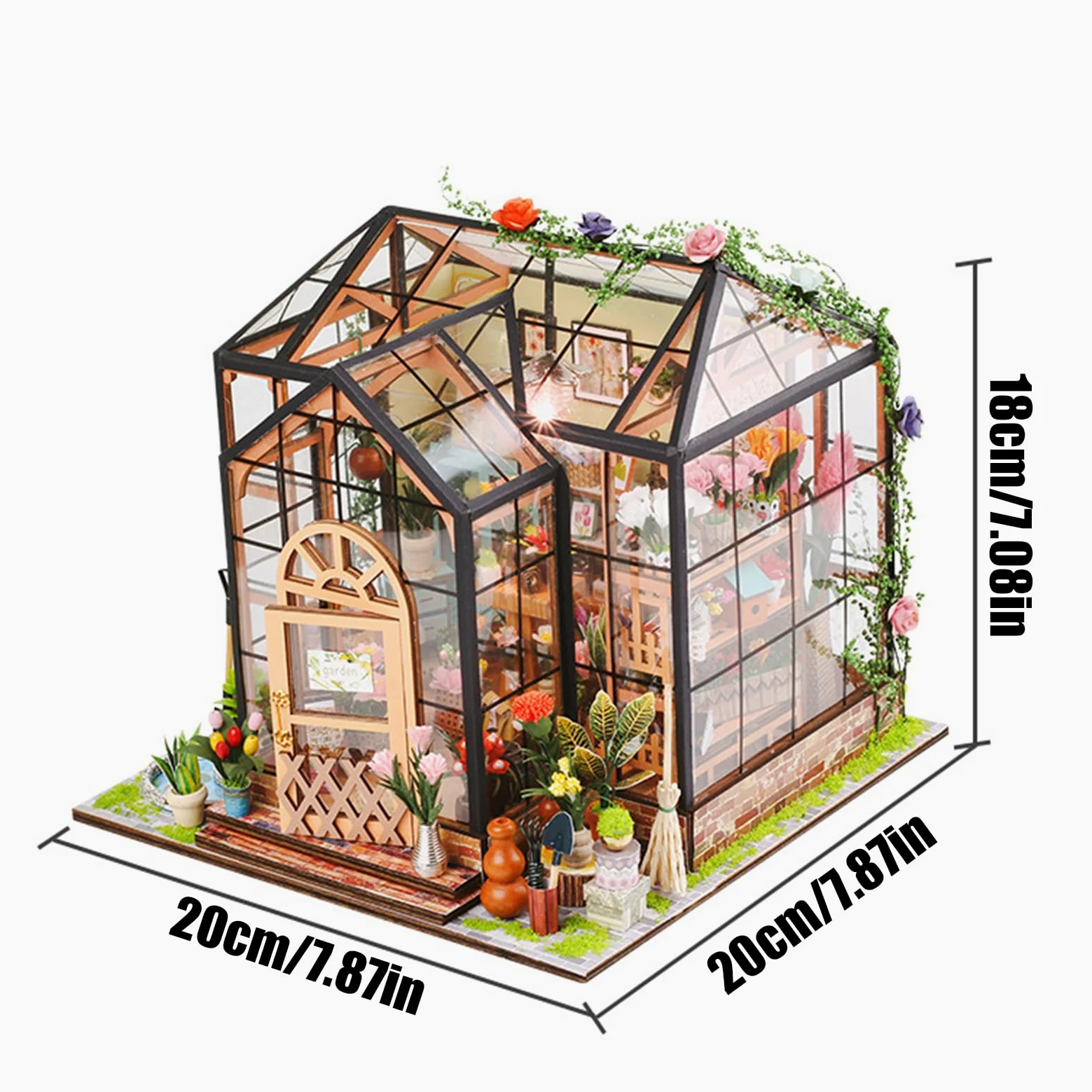 Kit Casa delle Bambole in Miniatura da Costruire Set Decorazione | 3D Serra Kit Per Adulti Natale Halloween Scaffale Camera Miniatura Display Artigianato
