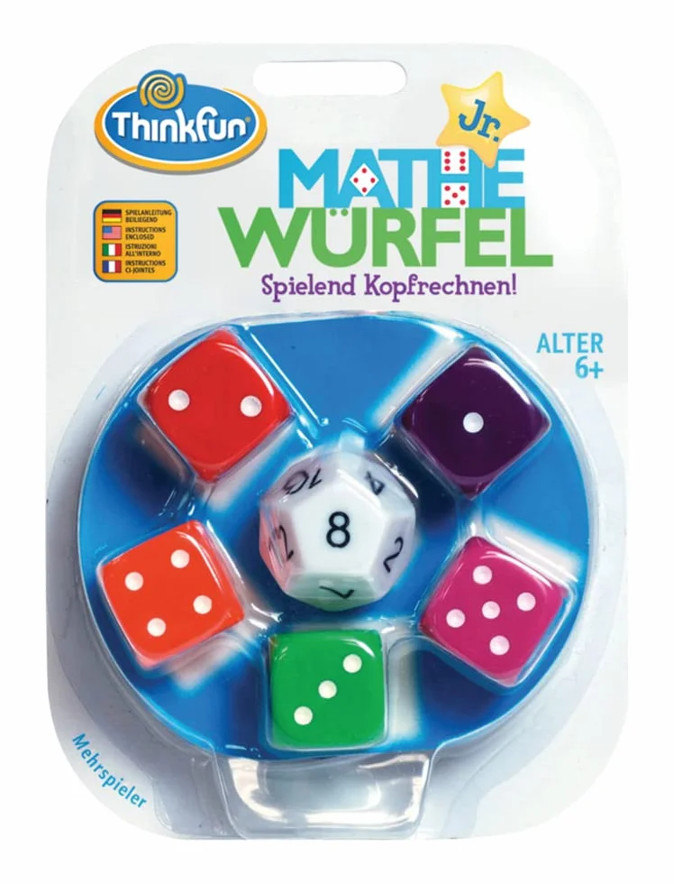 ThinkFun - 76316 Mathe Würfel Junior - Grundrechenarten spielerisch Vertiefen, lernen ohne es zu merken. Ein Würfelspiel für Kinder ab 6 Jahren