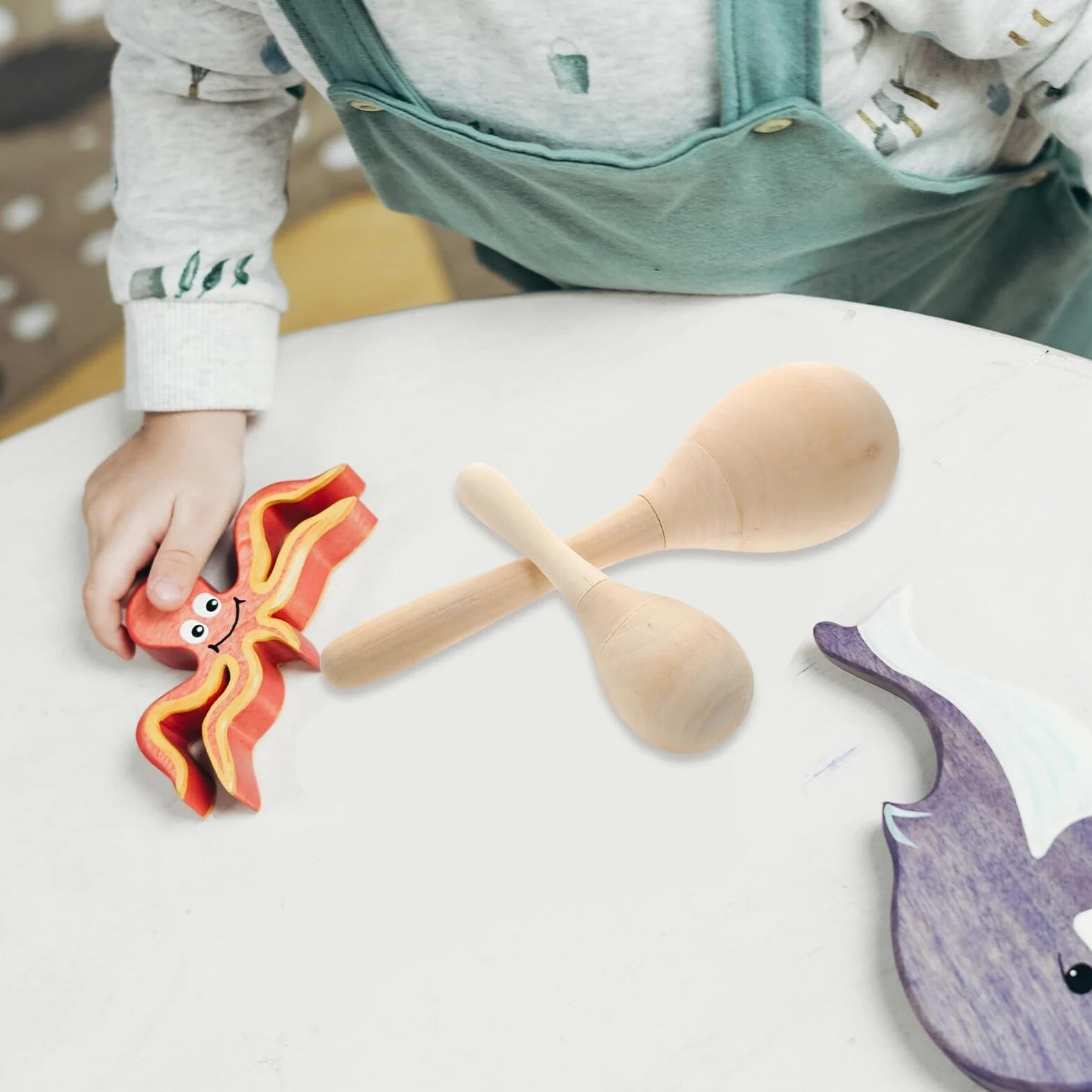 12 Pezzi Maracas in Legno per Ragazzo Ragazza, Giocattoli Musicali Educativi per Feste e Casa, Strumenti Percussivi Fai da Te per Sviluppo Coordinazione Manuale e Artistica