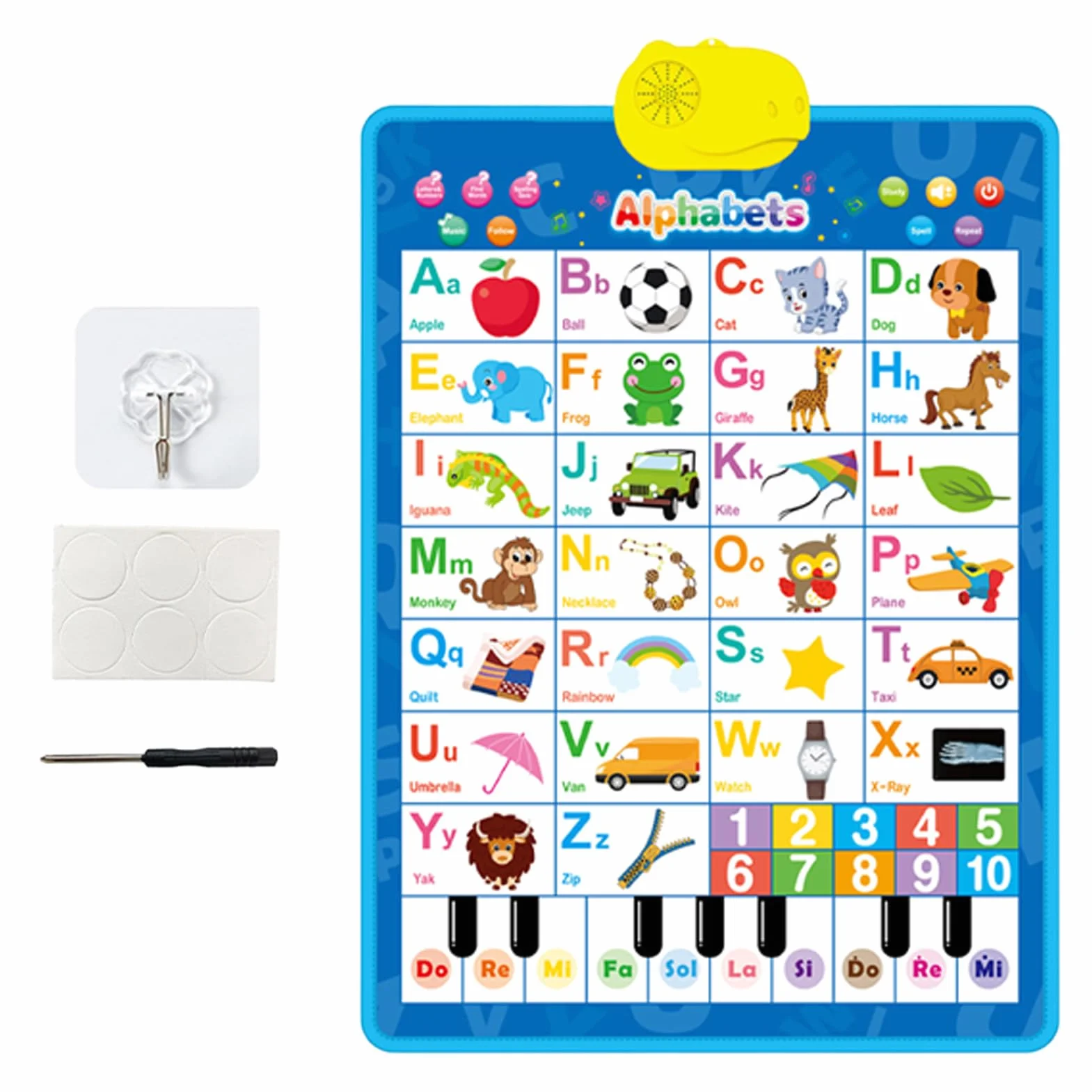 Grafico A Parete Alfabetico Elettronico - Poster Musicale Giochi Educativi Per Bambini, Grafico A Parete Di Apprendimento In PVC | Talking & 123S & Piano E Poster Di Musica, Figura Del Tavolo Del