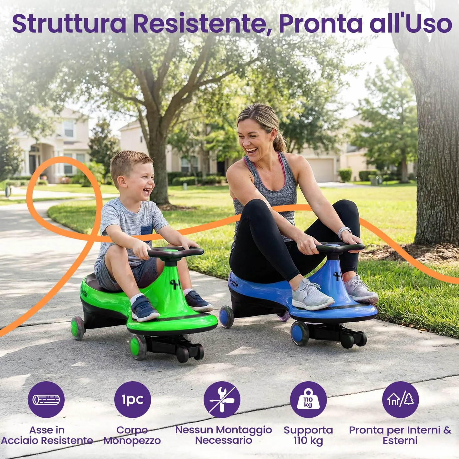 Hurtle Macchina per Bambini Cavalcabile a Movimento Oscillante, senza Pedali, Blu