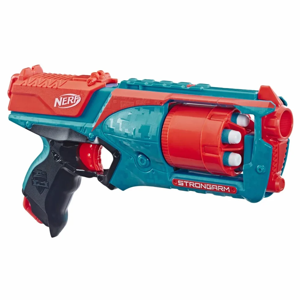 Hasbro Nerf Elite, Strongarm Orange, Blaster Giocattolo, Per Bambini e Bambine da 8 Anni in Su, Ottima Idea Regalo, Include 6 Dardi Nerf Elite, Blu e Arancione, Esclusiva Amazon