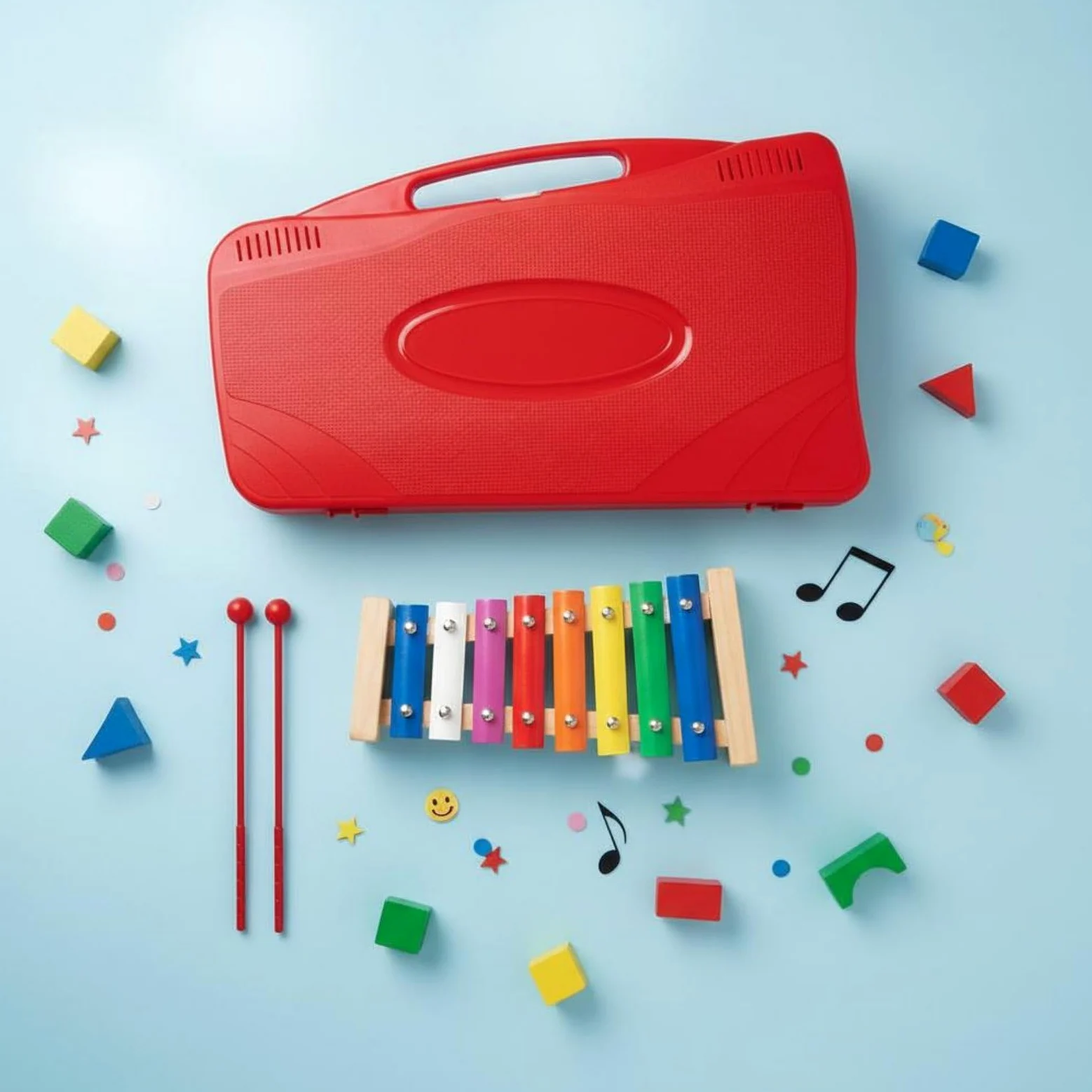 Xilofono Bambini Kit Musicale 25 Note Metallofono Strumento per Apprendimento con Custodia a Trasporto Bacchette E Canzoni Barre Alluminio Base Adatto, Blu